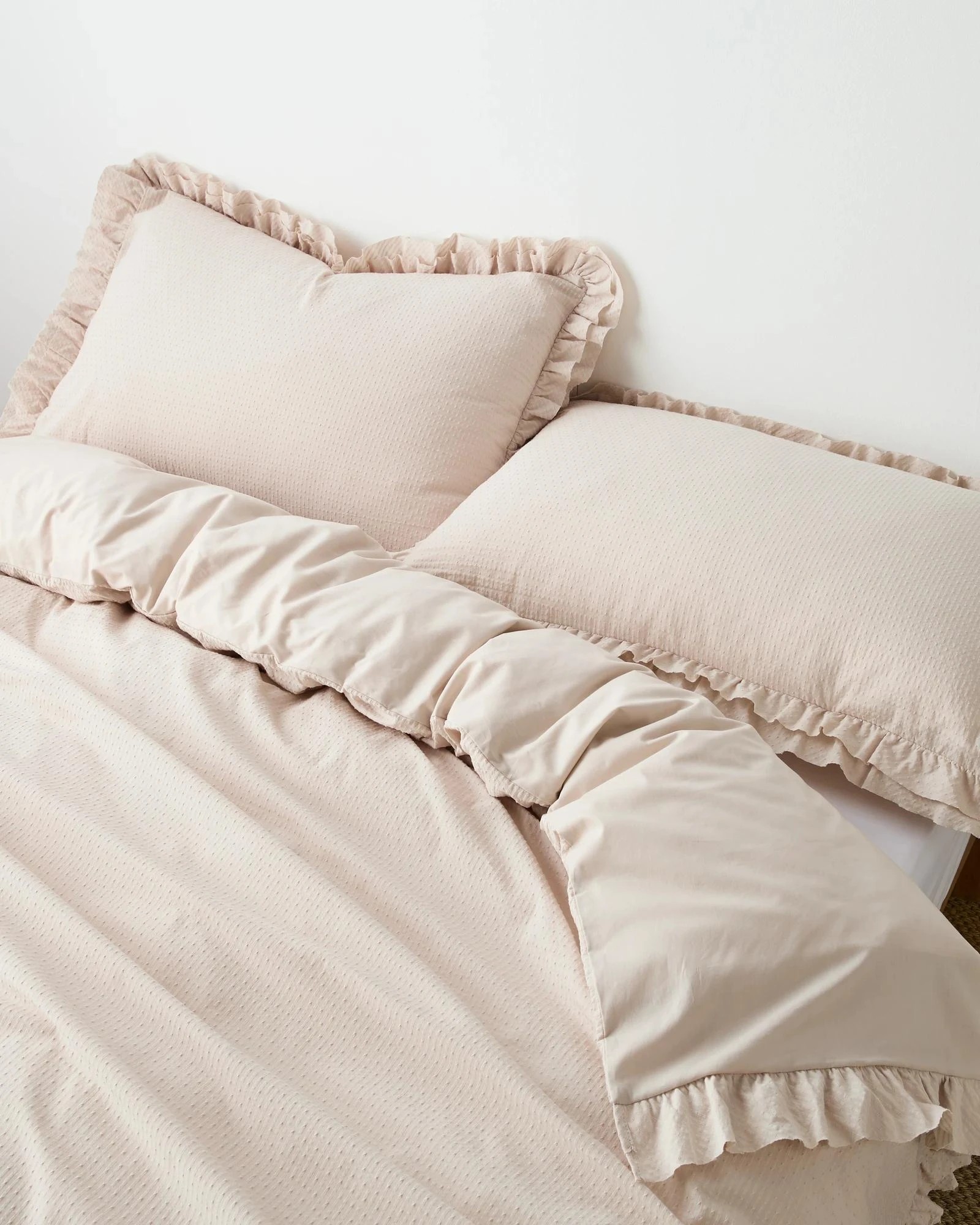 2 Target Australian Cotton Celine Jacquard Double Ruffle Quilt Cover Set - King Bed - Natural, 2 of 3