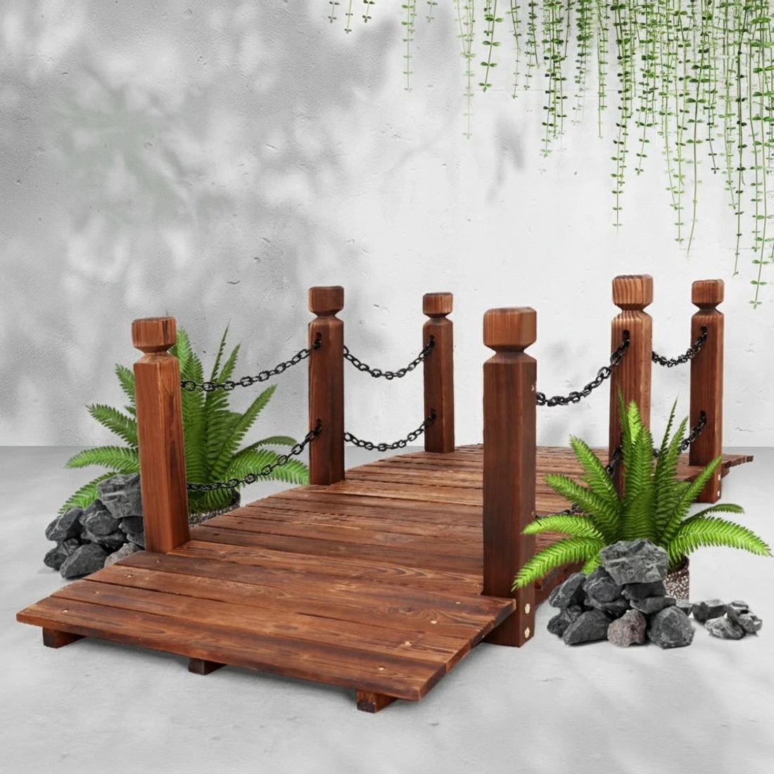 7 Gardeon Garden Decor Outdoor Ornament Wooden Bridge Chain - Brown, 7 of 7