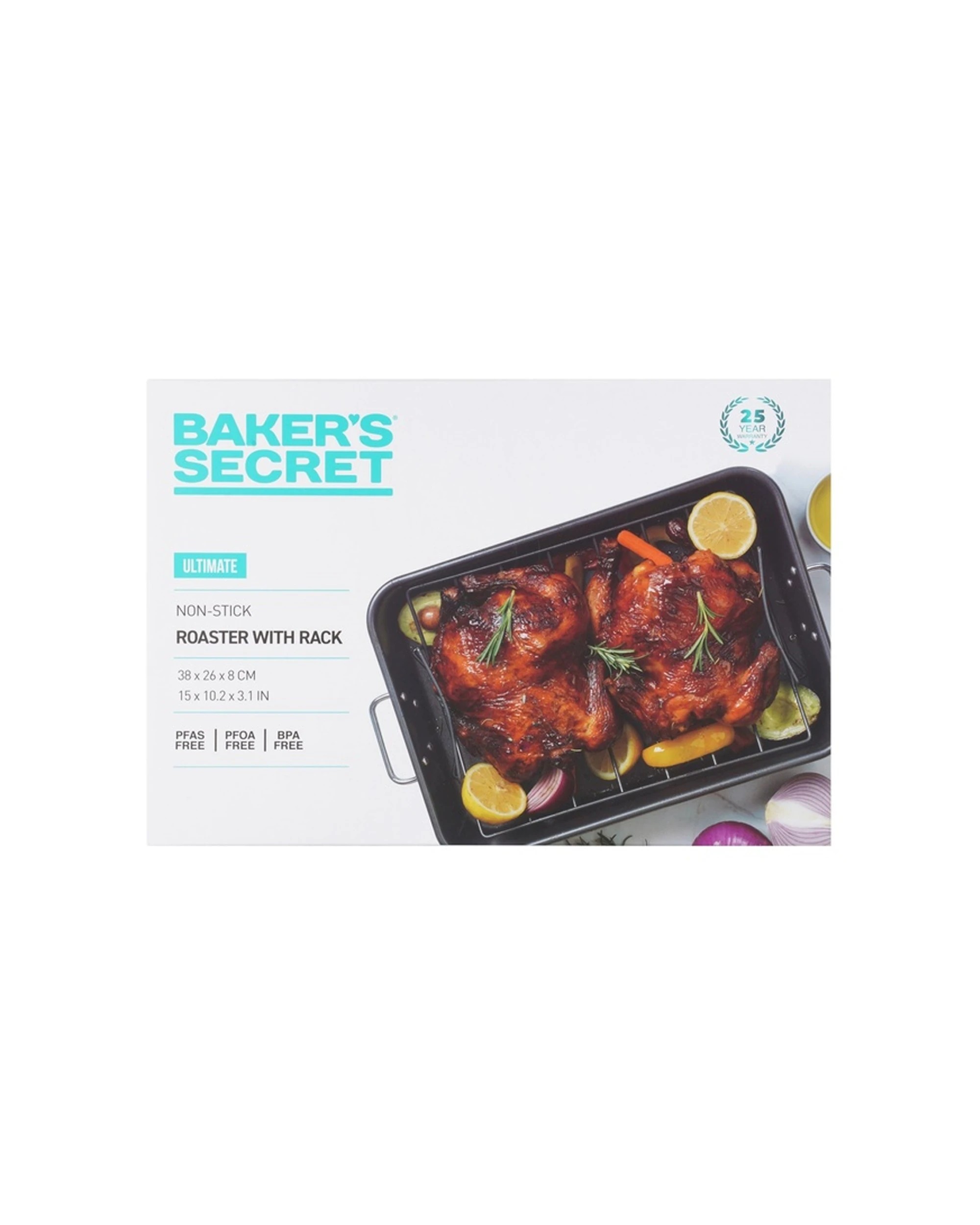 3 Bakers Secret Ultimate Non-Stick Roaster With Rack 38x26cm - Black, 3 of 3