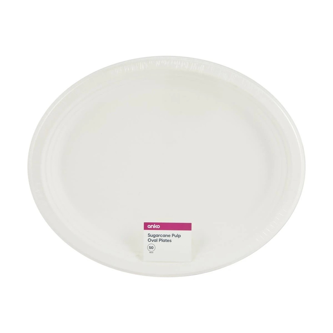 5 50 Pack Sugarcane Pulp Oval White Plates, 5 of 5