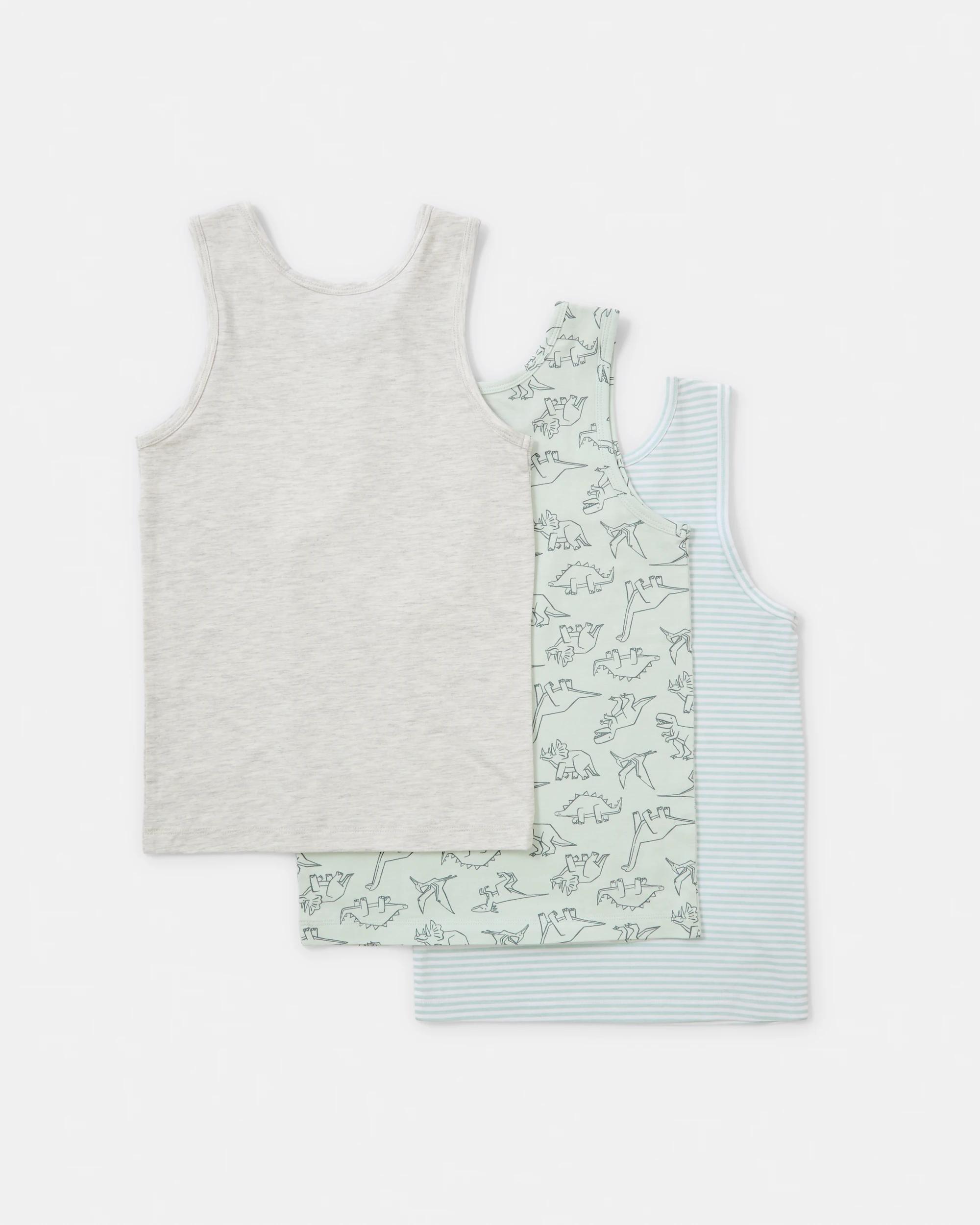 2 3 Pack Singlets Grey Dino, 2 of 6