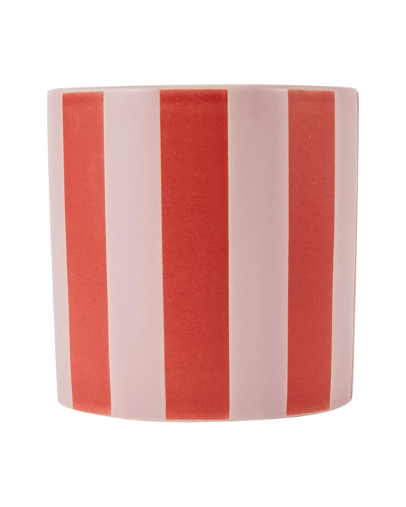 Red Stripe Ceramic Candle