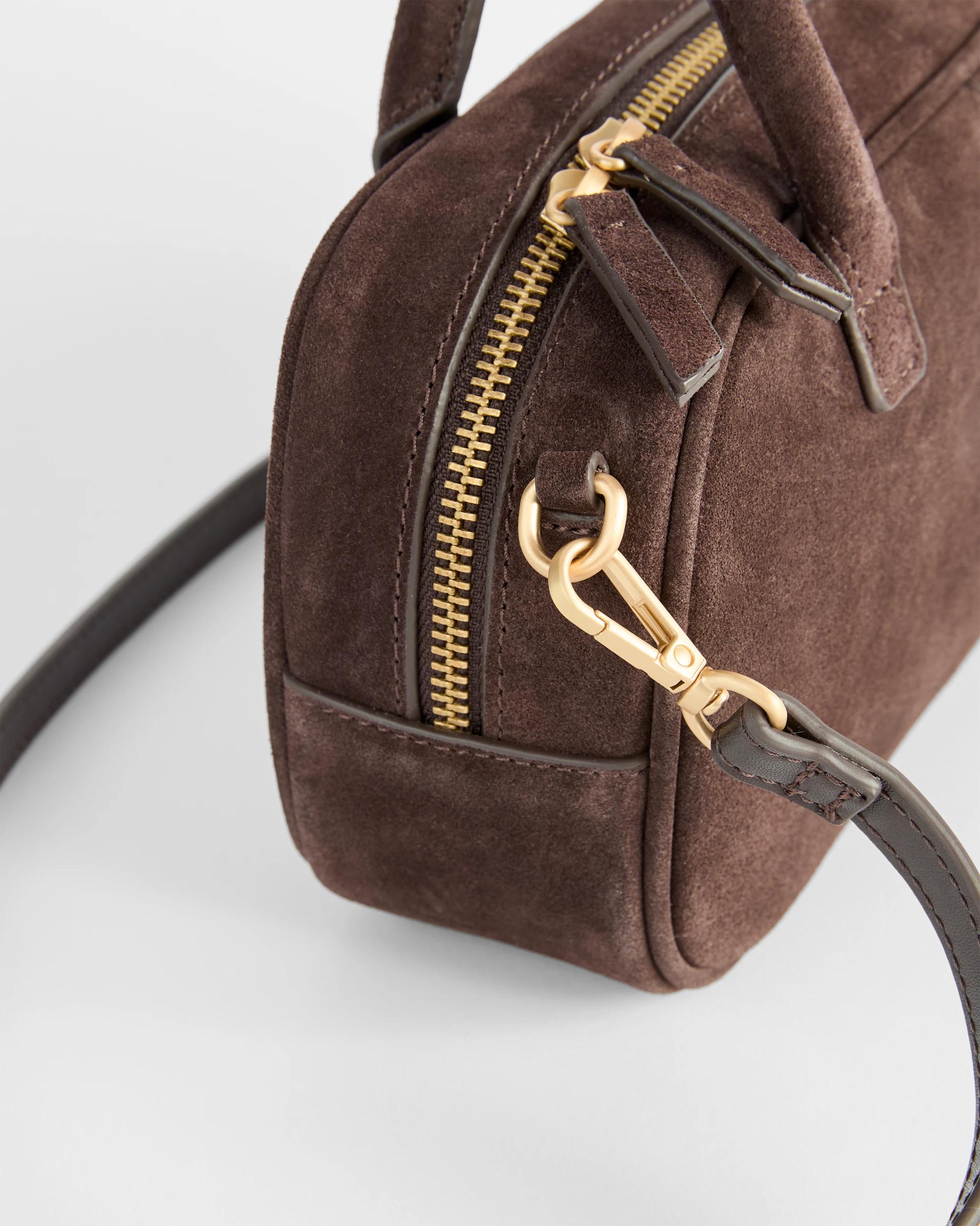 2 Target Premium Suede Leather Bowler Crossbody Bag CHOCOLATE, 2 of 2