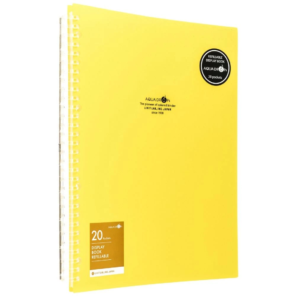 1 Aqua Drops Refillable Display Book A4 20 Pockets Vivid Yellow, 1 of 4