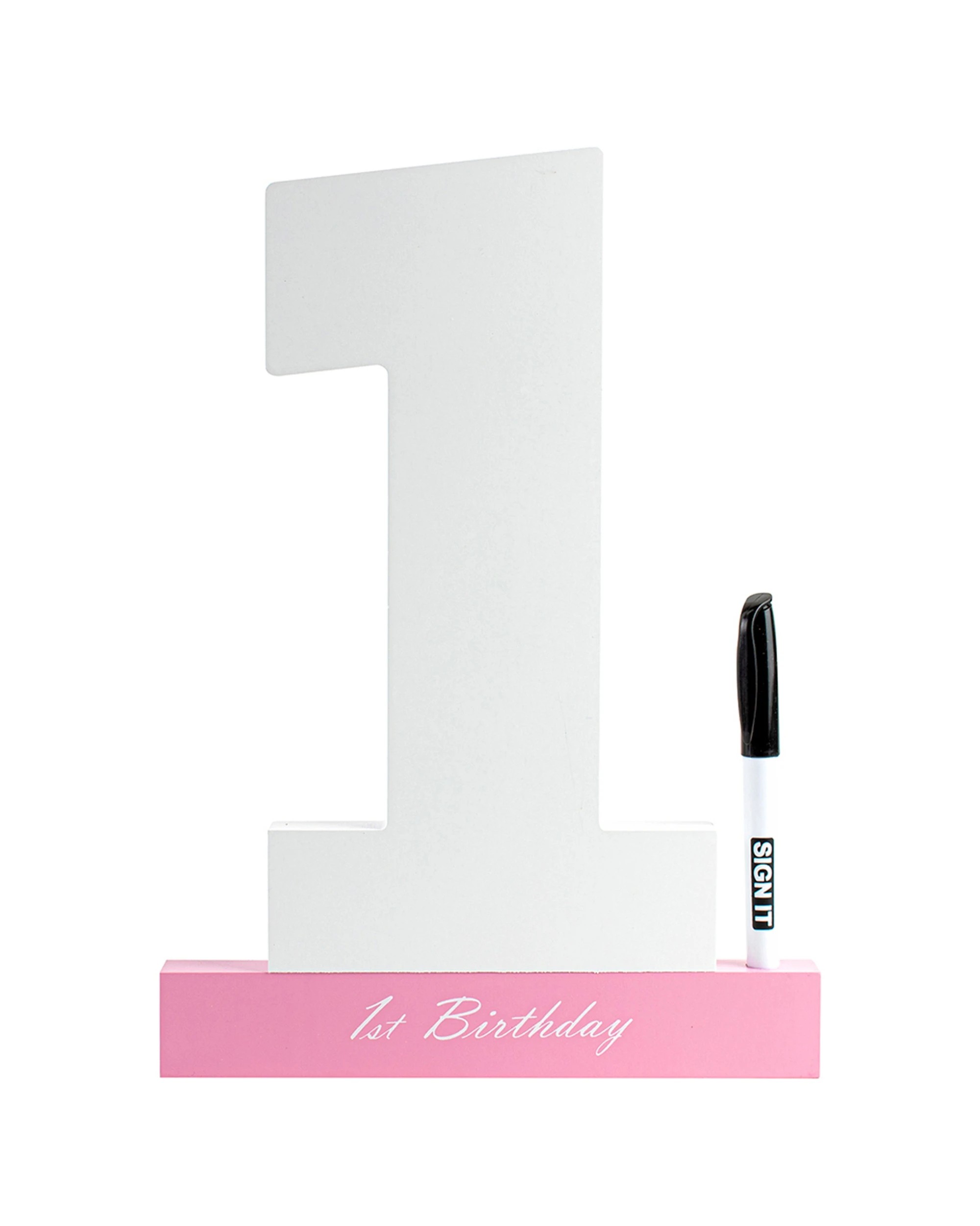 3 1st Birthday Pink Signature Block Novelty Celebration Message Gift Set Keepsake
 - Pink, 3 of 3