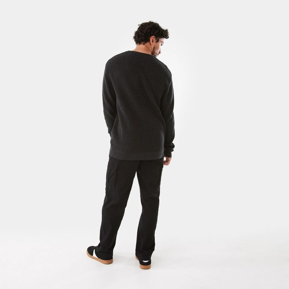 4 Textured Crew Knit Jumper Blk Oyster, 4 of 6