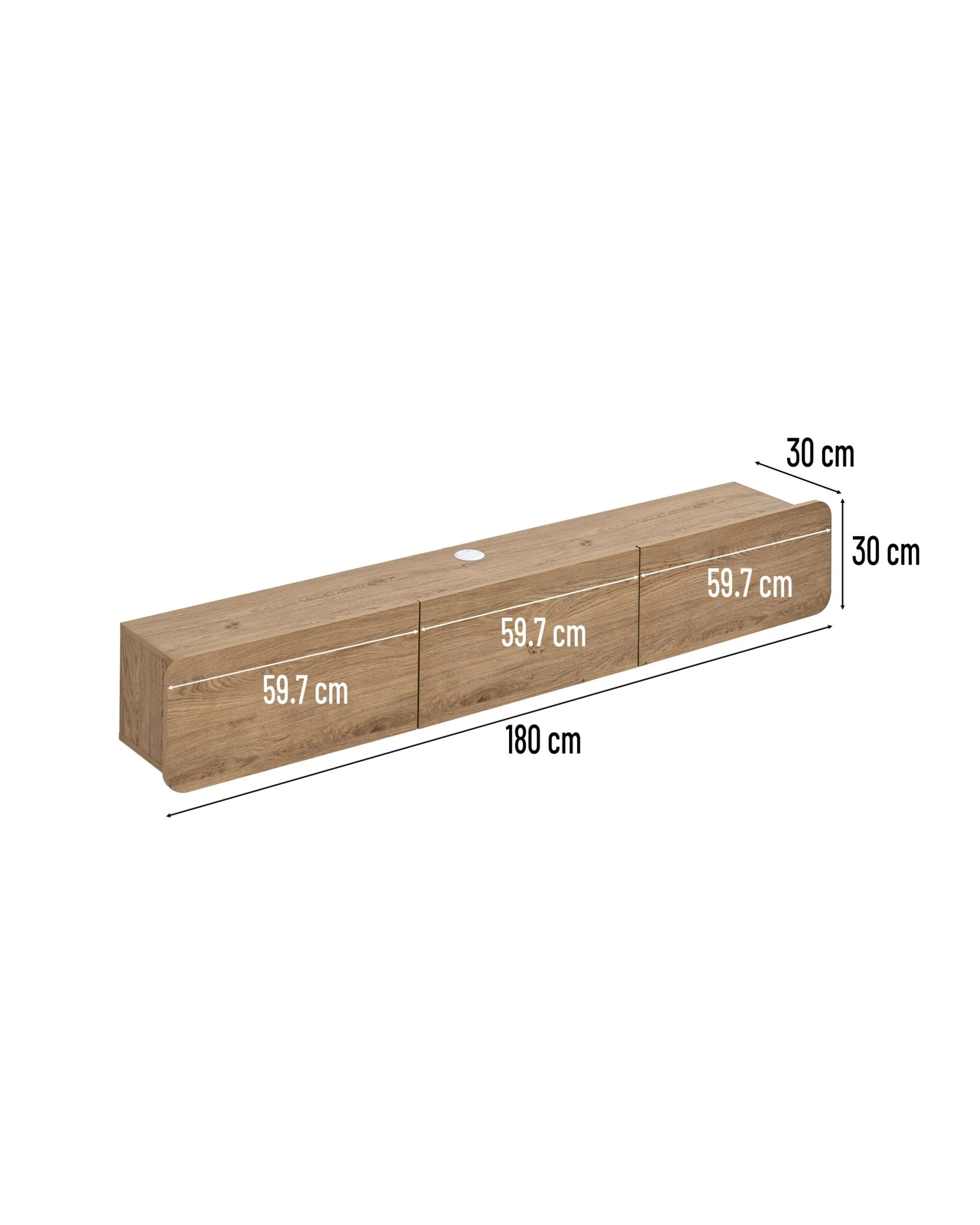 8 Kodu Wall Mount TV Entertainment Unit 3 Doors 180cm Oak - Natural, 8 of 9