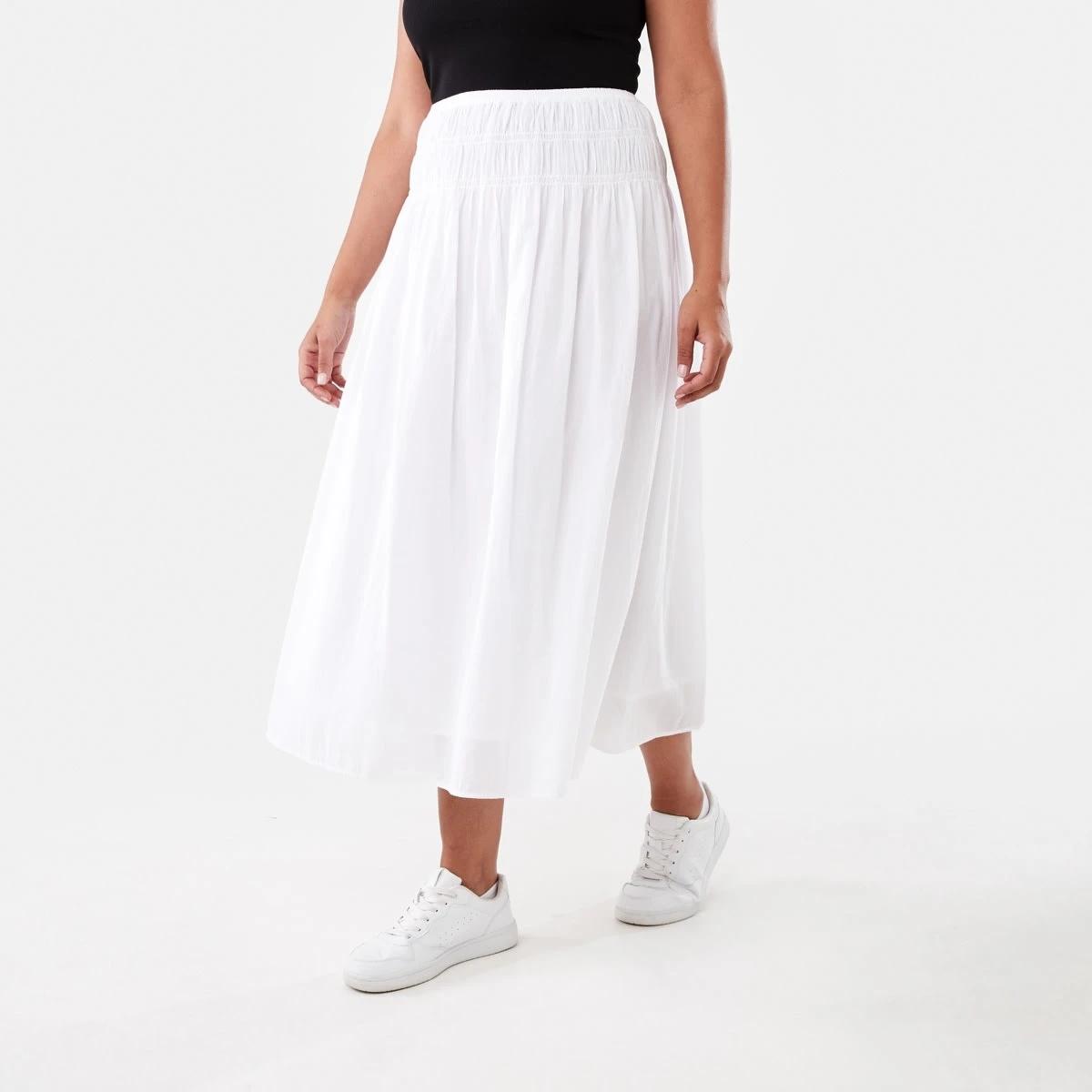 2 Shirred A-Line Maxi Skirt White, 2 of 5