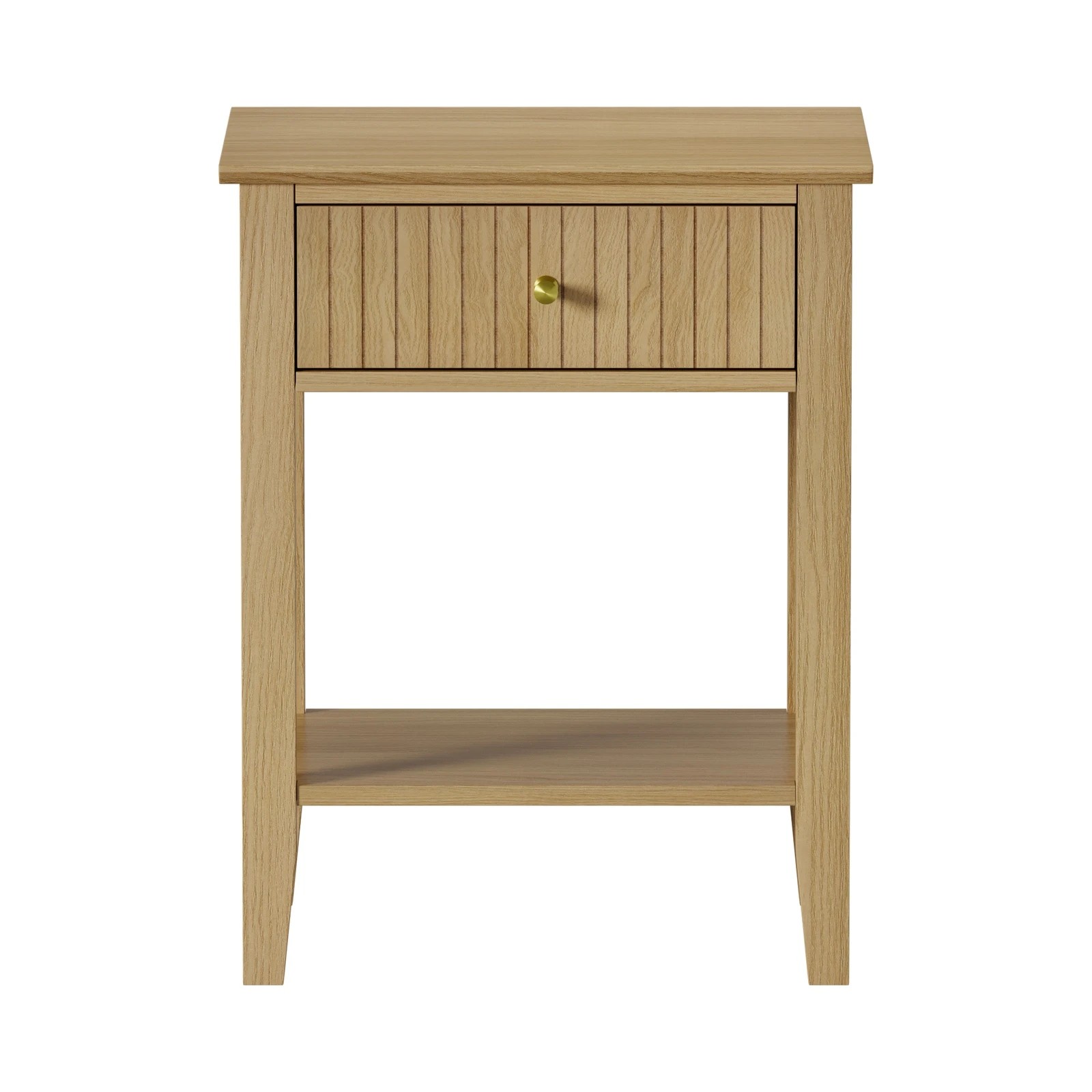 7 Oikiture 2x Bedside Table 1 Drawer Side End Table Open Shelf Nightstand - Natural, 7 of 9