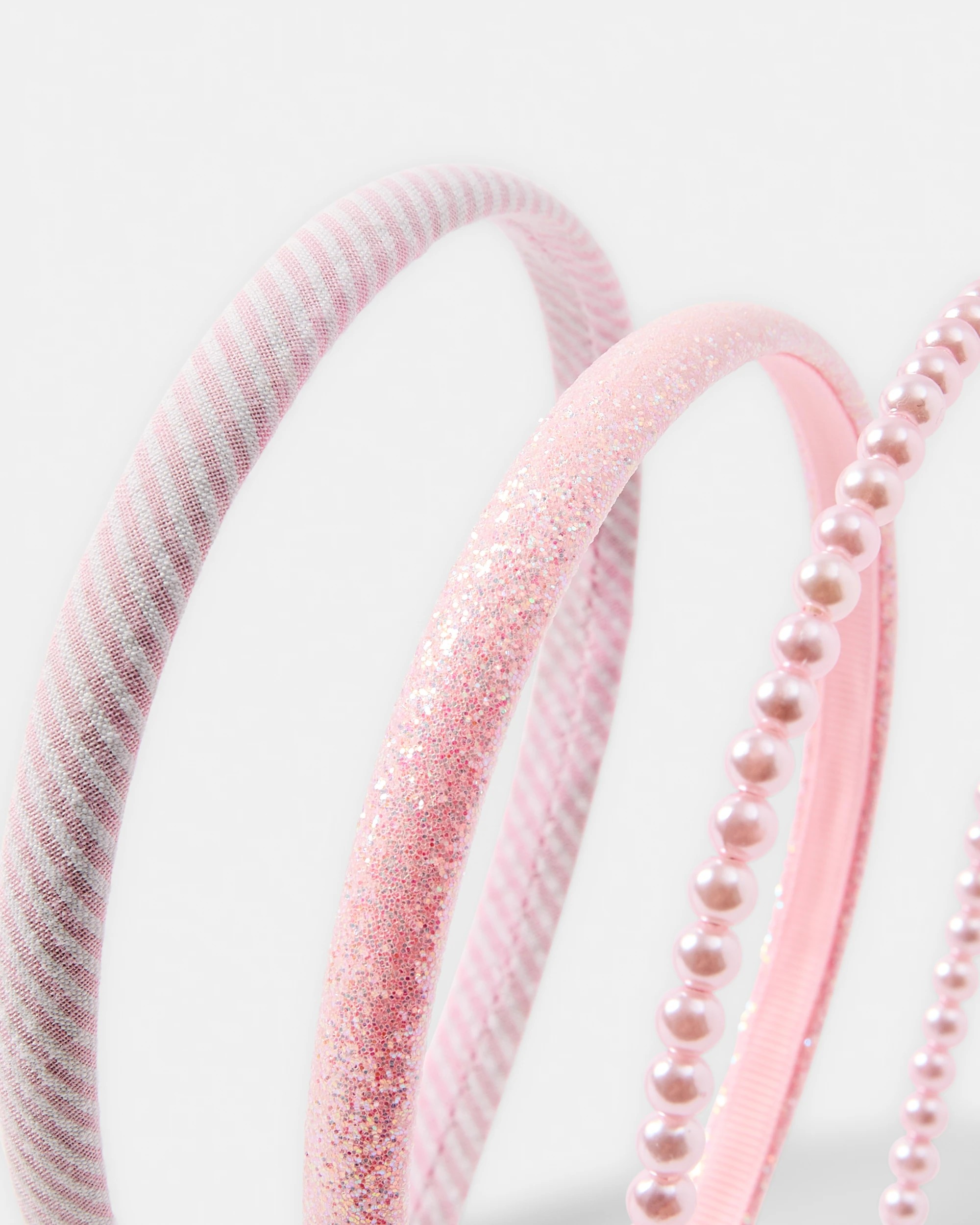 2 3 Pack Faux Pearl Headbands - Pink, 2 of 4