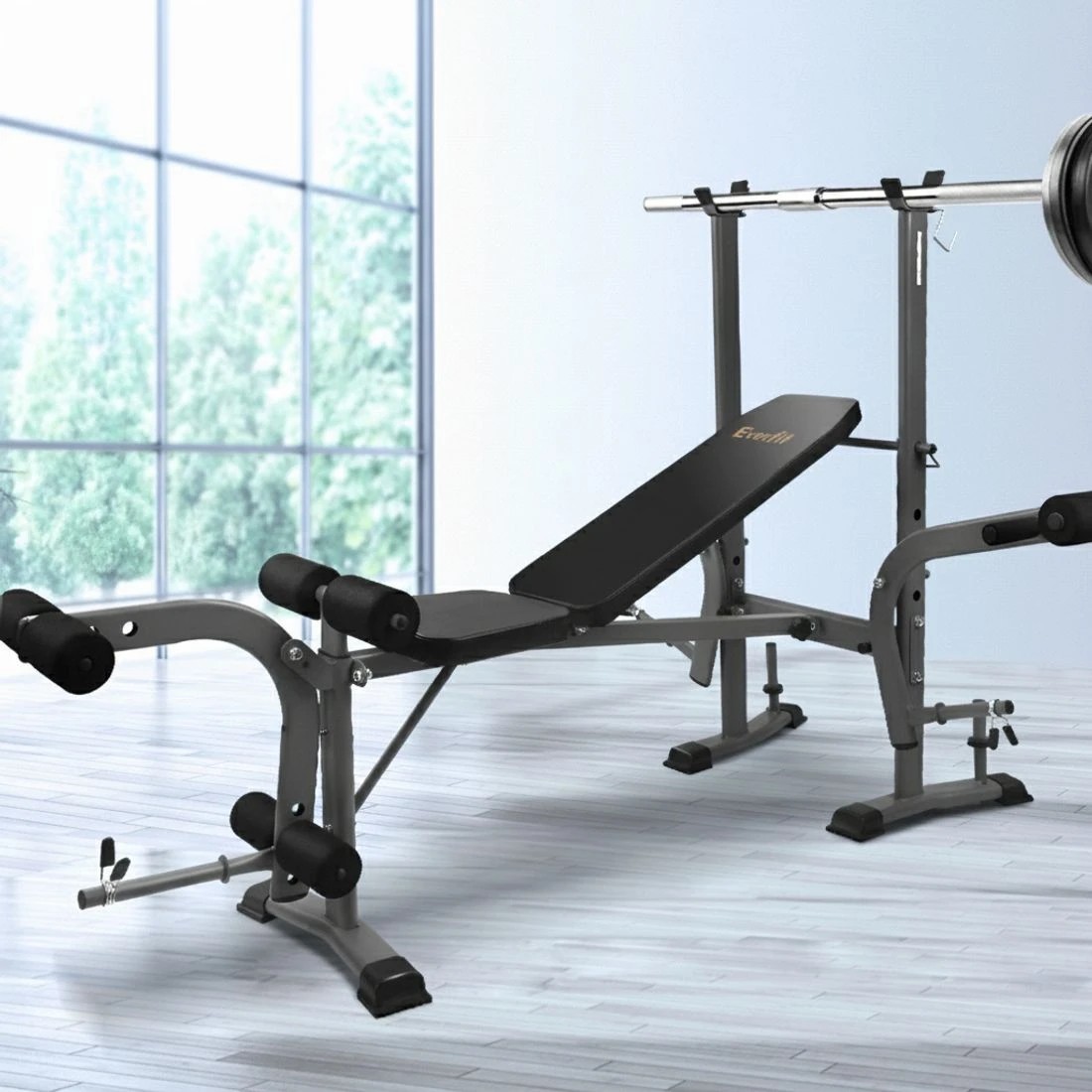 7 Everfit Weight Bench 8 in 1 Bench Press Adjustable Home Gym Station 200kg - Dark Grey, 7 of 8