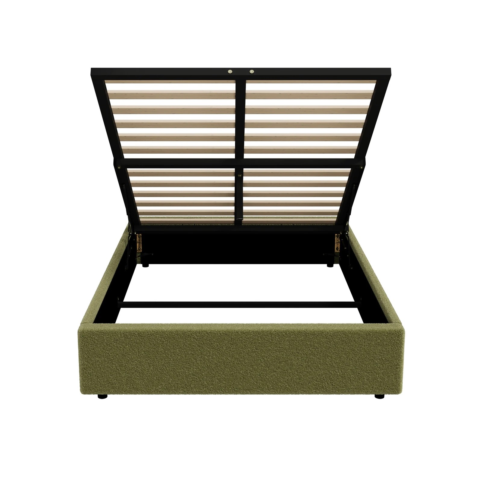 8 Oikiture Bed Frame Double Size Gas Lift Base with Storage Boucle - Green, 8 of 8