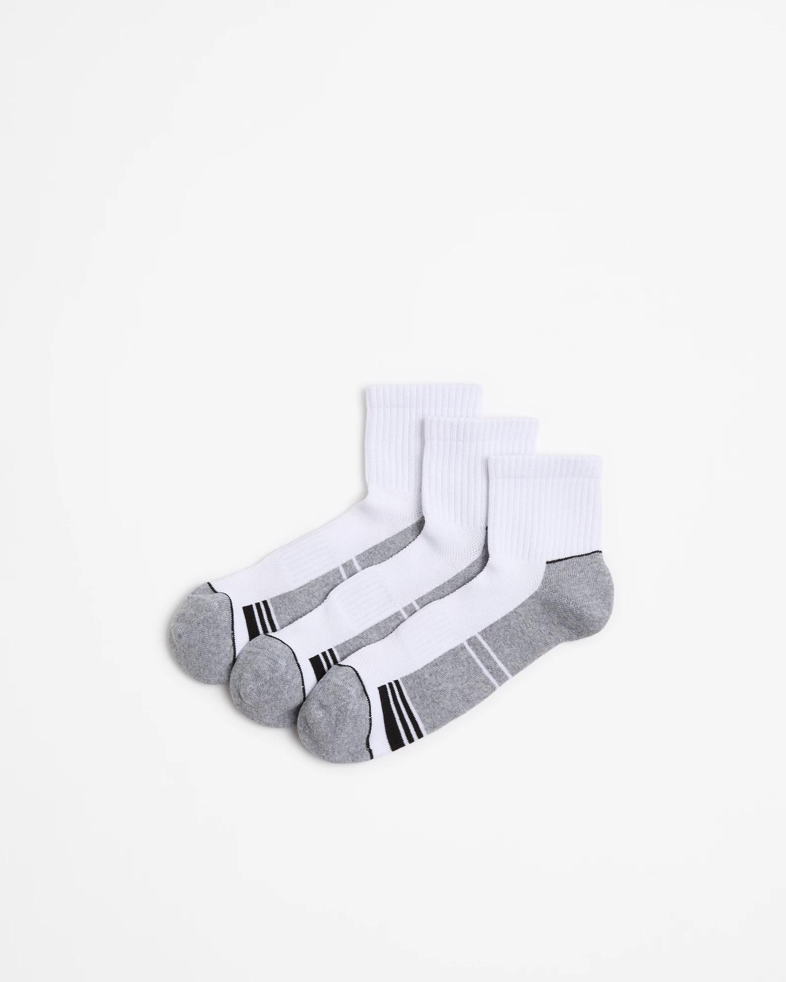 1 Australian Cotton Blend 3 Pack Sport Quarter Crew Socks - Maxx WHITE, 1 of 3