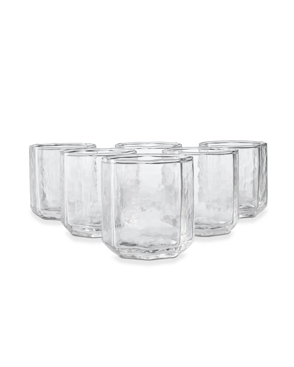 6 Clear Octagon Tumbler Glasses