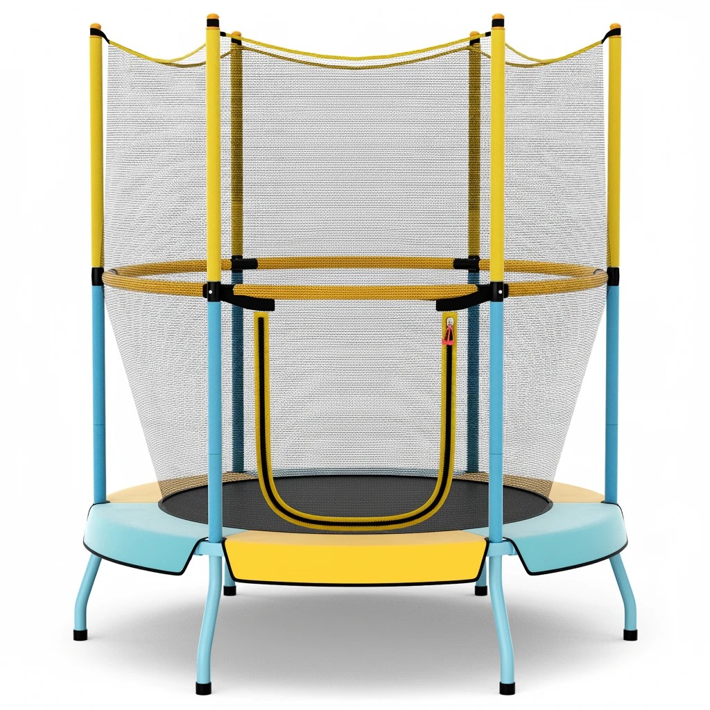 1 Costway Kids Trampoline w/360 Degree All-Round Security Enclosure Net Recreational Trampoline - Yellow, 1 of 3