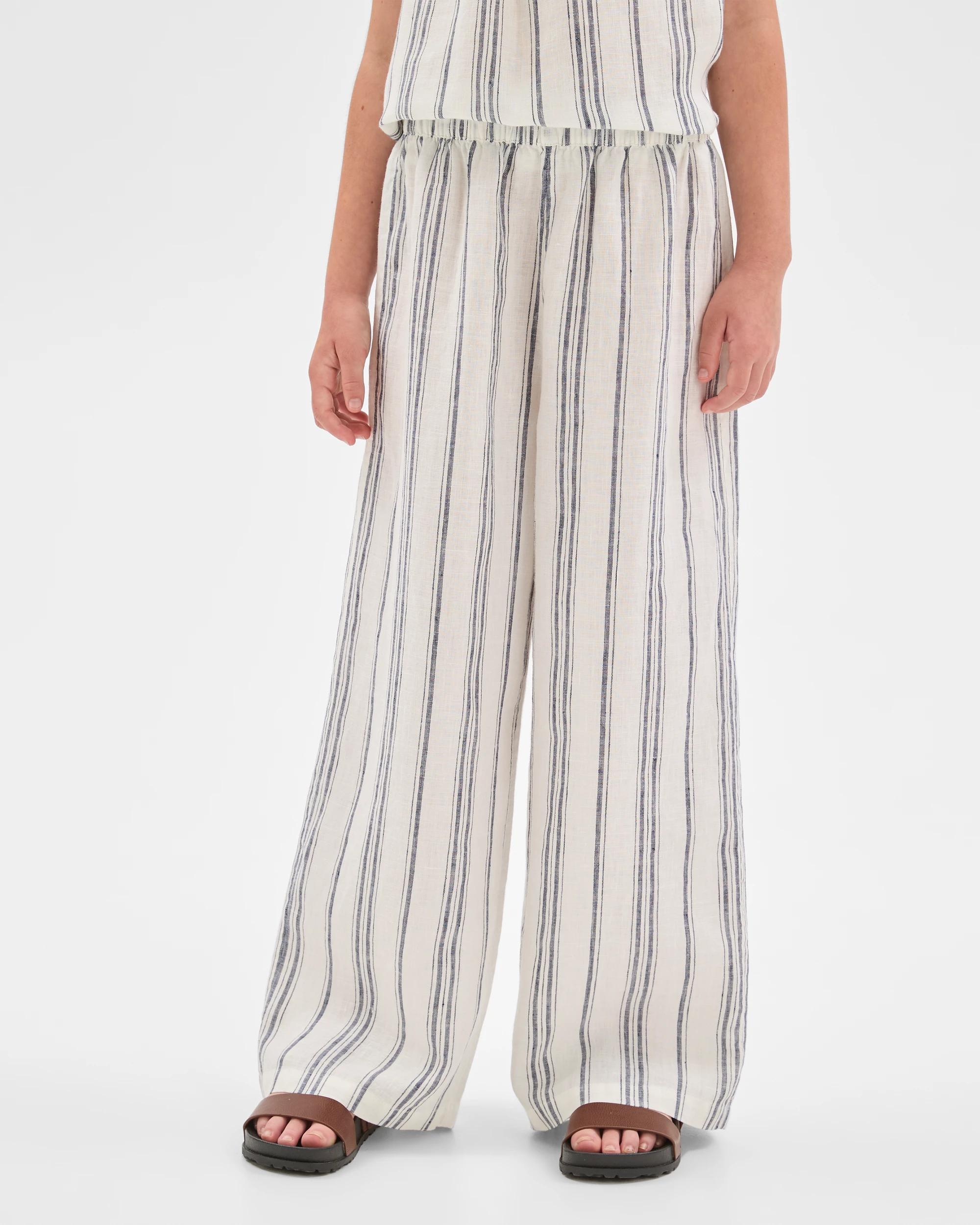 2 Target Kids European Linen Wide Leg Pants STRIPE, 2 of 6