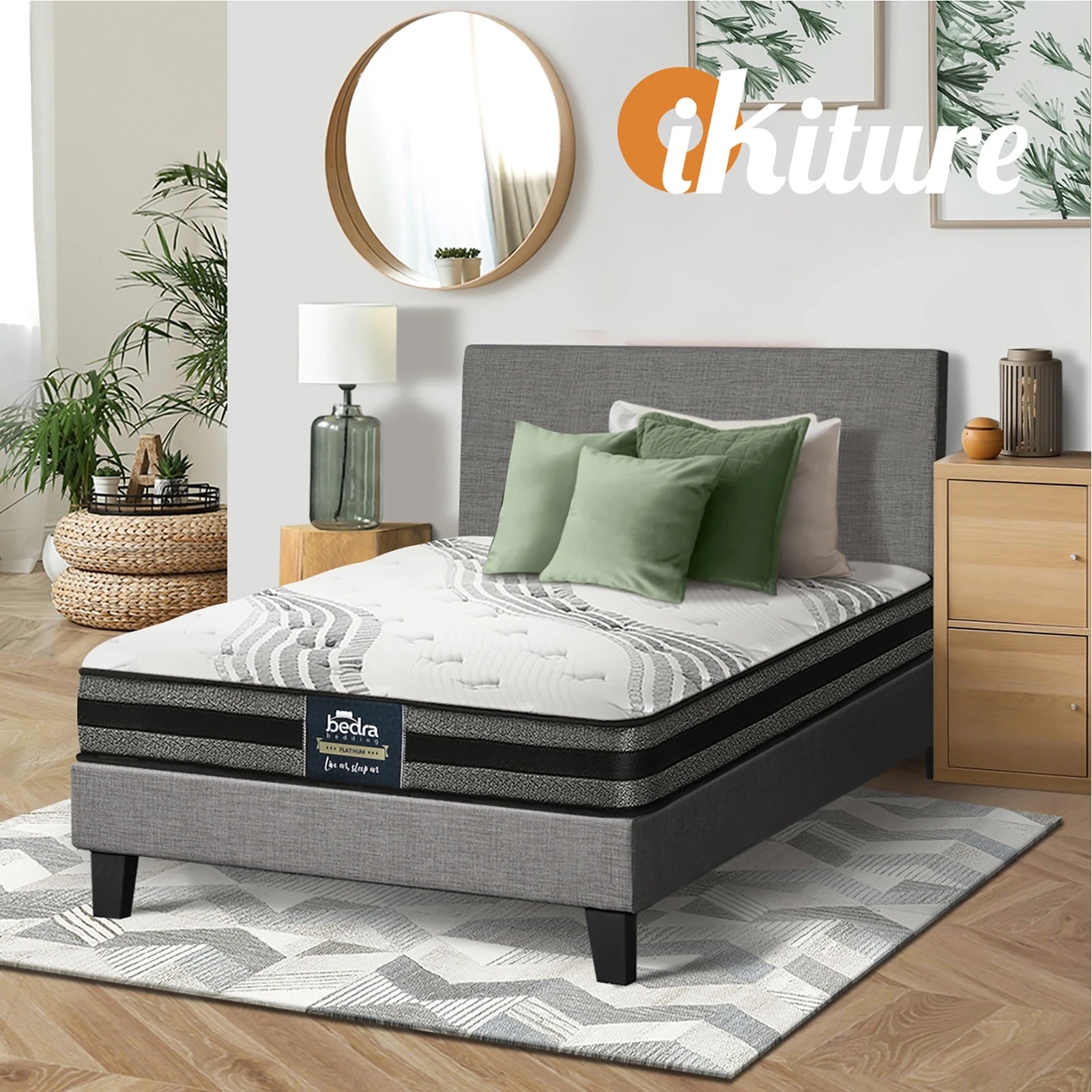 7 Oikiture Single Bed Frame With Mattress Set
 - Grey, 7 of 10