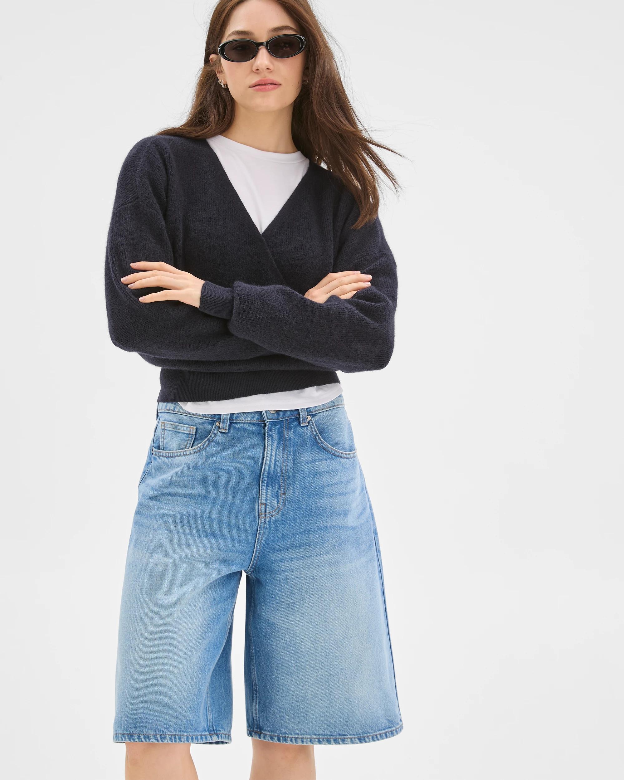 1 Lily Loves Australian Cotton Blend Denim Jorts PORTOFINO BLUE, 1 of 6