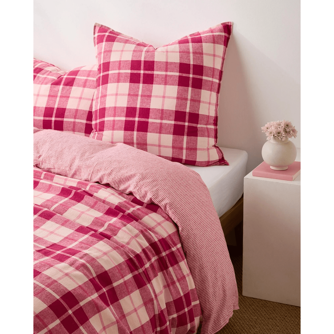 1 Target Ashlee Check Linen/Cotton European Pillowcase - Pink, 1 of 7