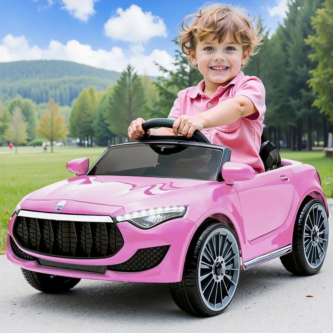 3 Rigo Kids Electric Ride On Car Toys Cars Headlight Music Remote Control 12V - Pink, 3 of 9