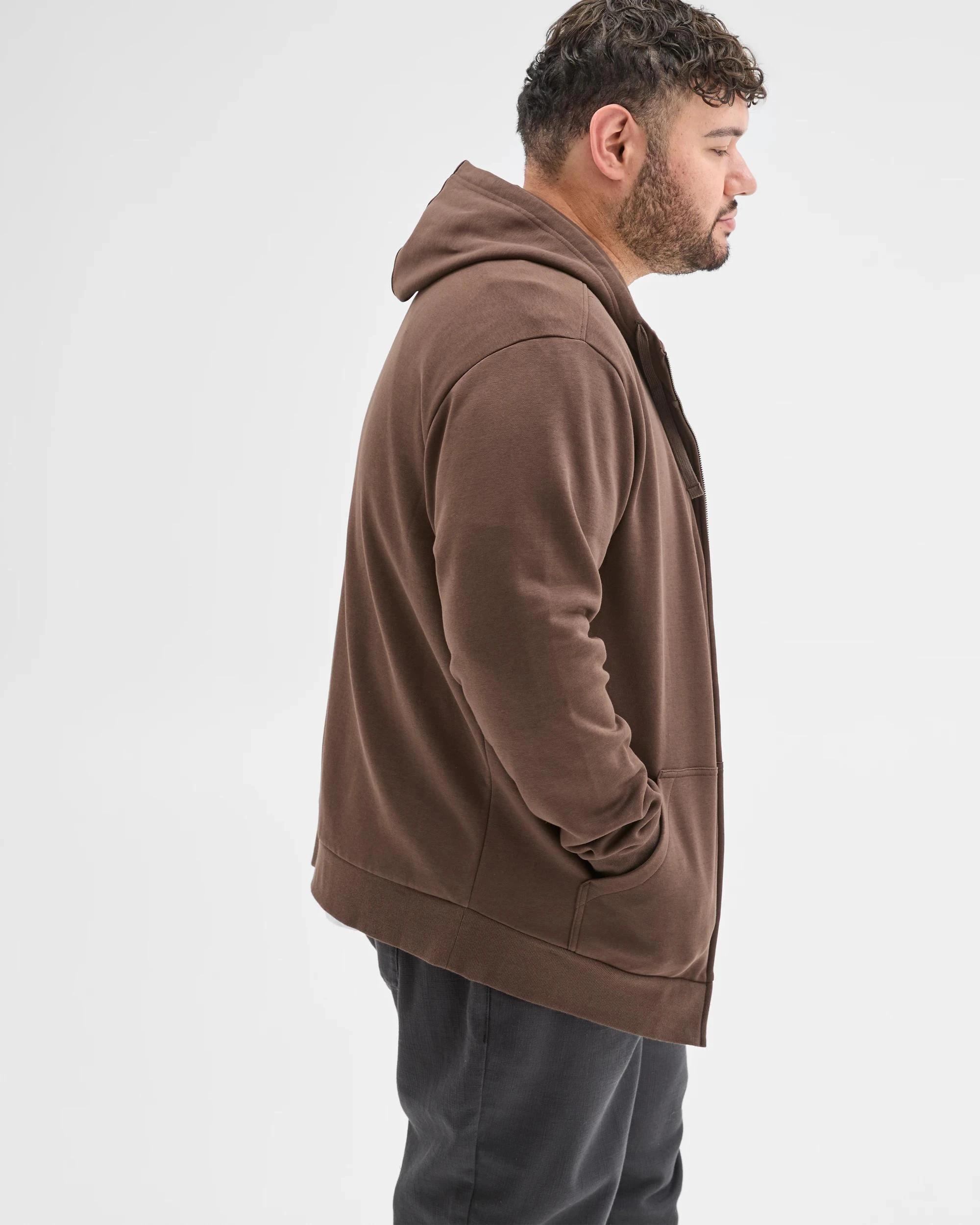 4 Target Man Plus Plus Size Core Australian Cotton Blend Zip Thru Hoodie CHOCOLATE, 4 of 5