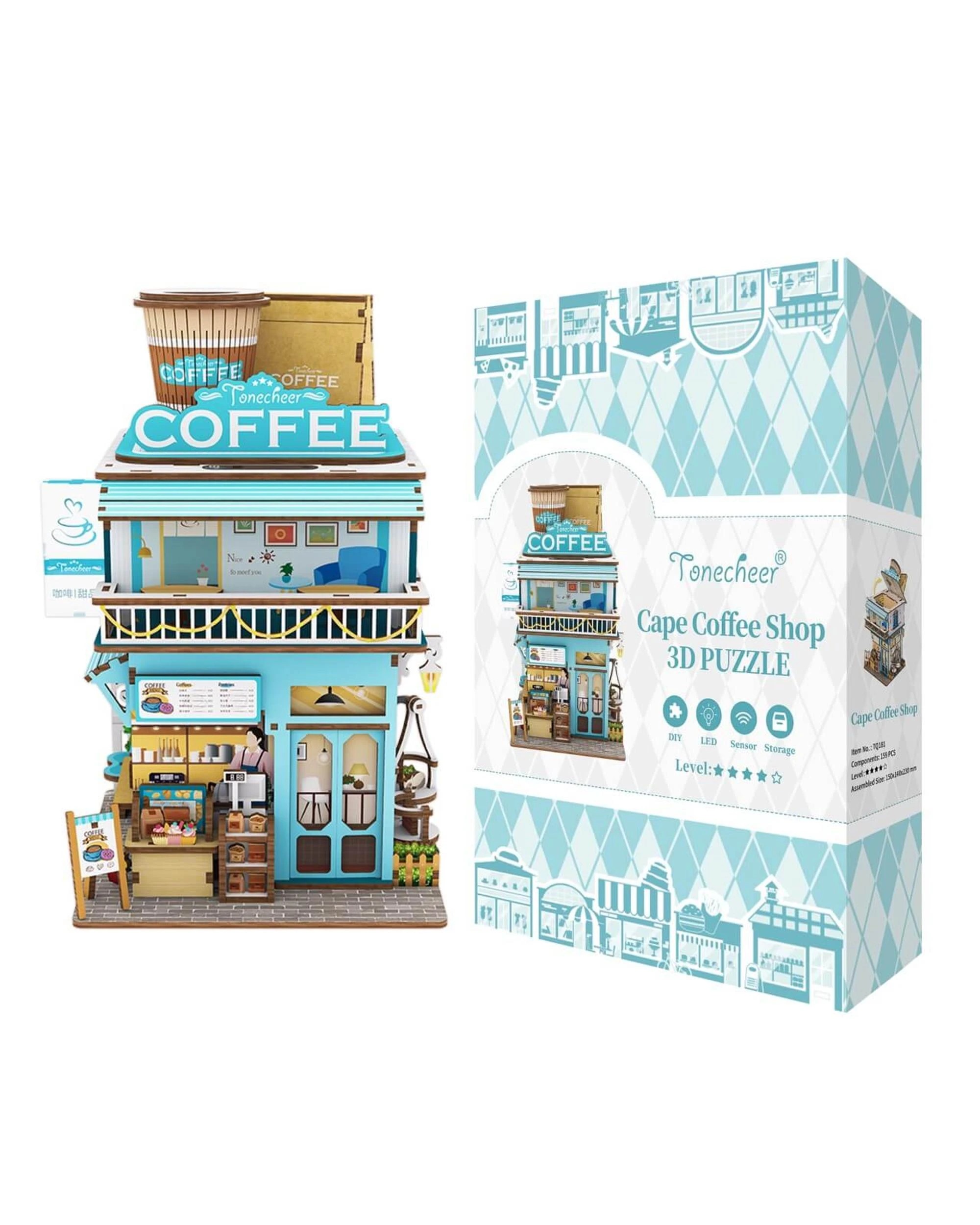 3 Tonecheer Cape Coffee Shop Desktop Storage 3D Puzzle Model Kit, 3 of 4