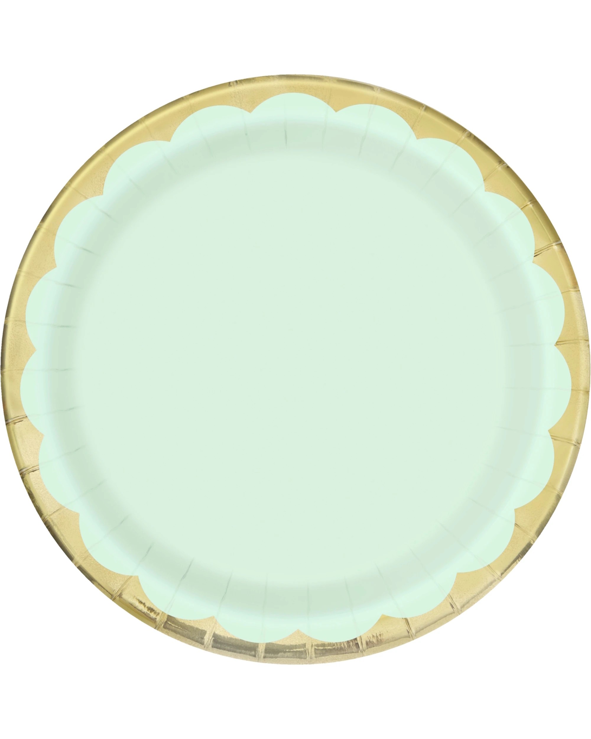 1 Unique Pastel Mint and Gold Large Paper Plates Pack of 8 - Green, 1 of 1