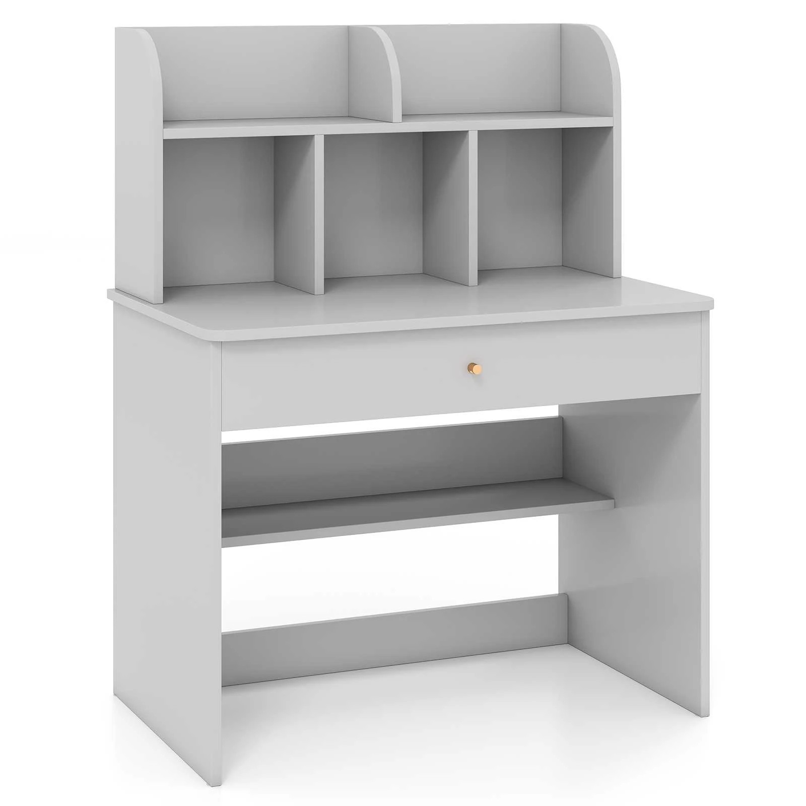 1 Costway Study Desk Writing Table Students Learning Desk - Grey, 1 of 3