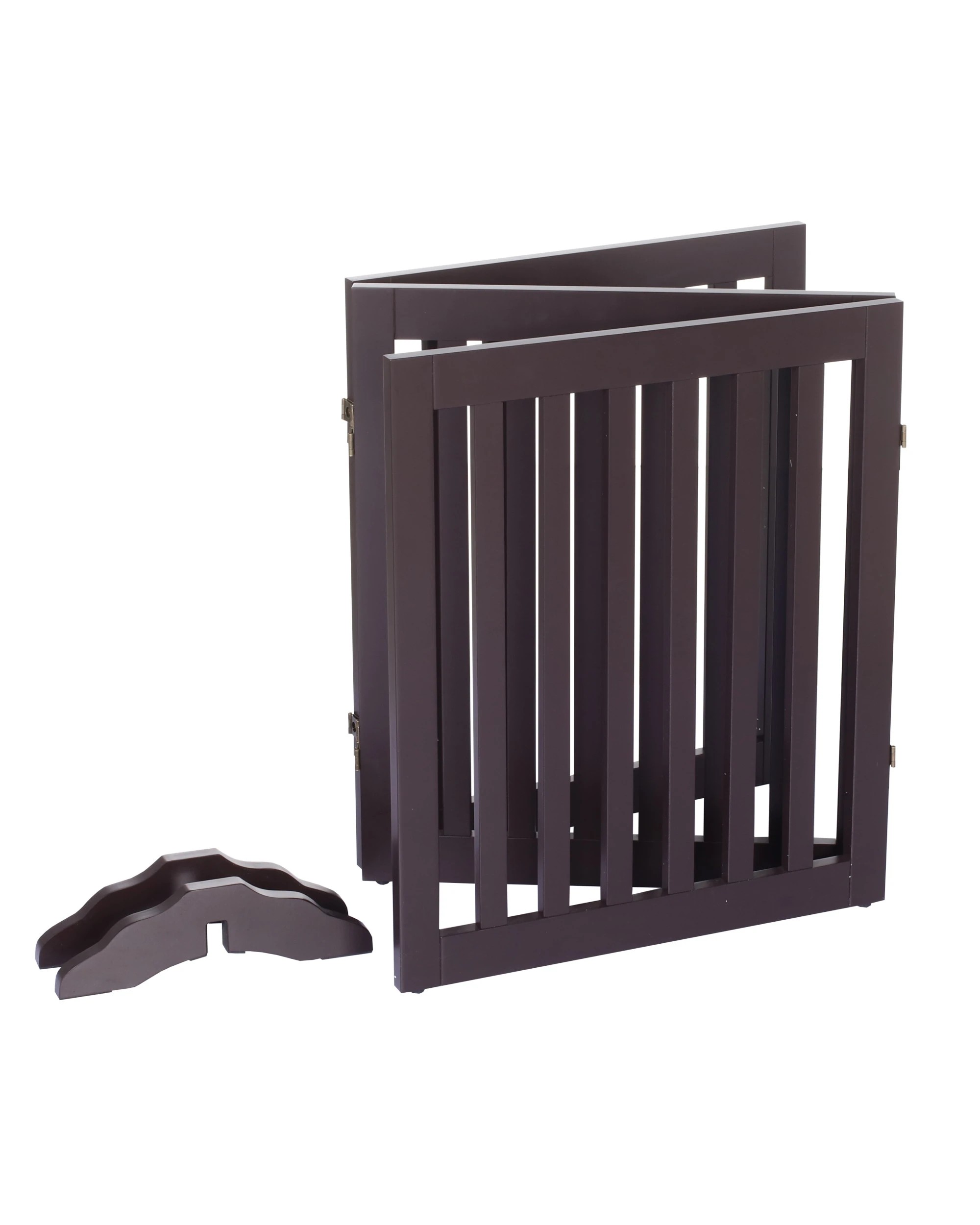 4 Charlie's Wooden 3 Panel Freestanding Dog Gate - Brown, 4 of 5