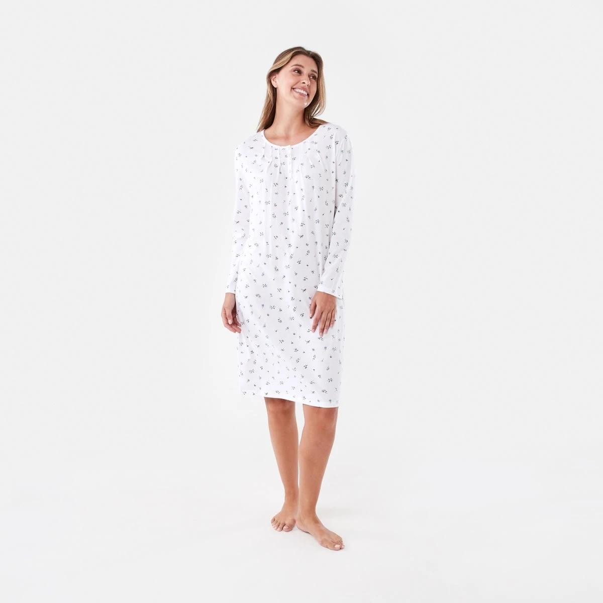 1 Long Sleeve Traditional Nightie Clove Frl, 1 of 6