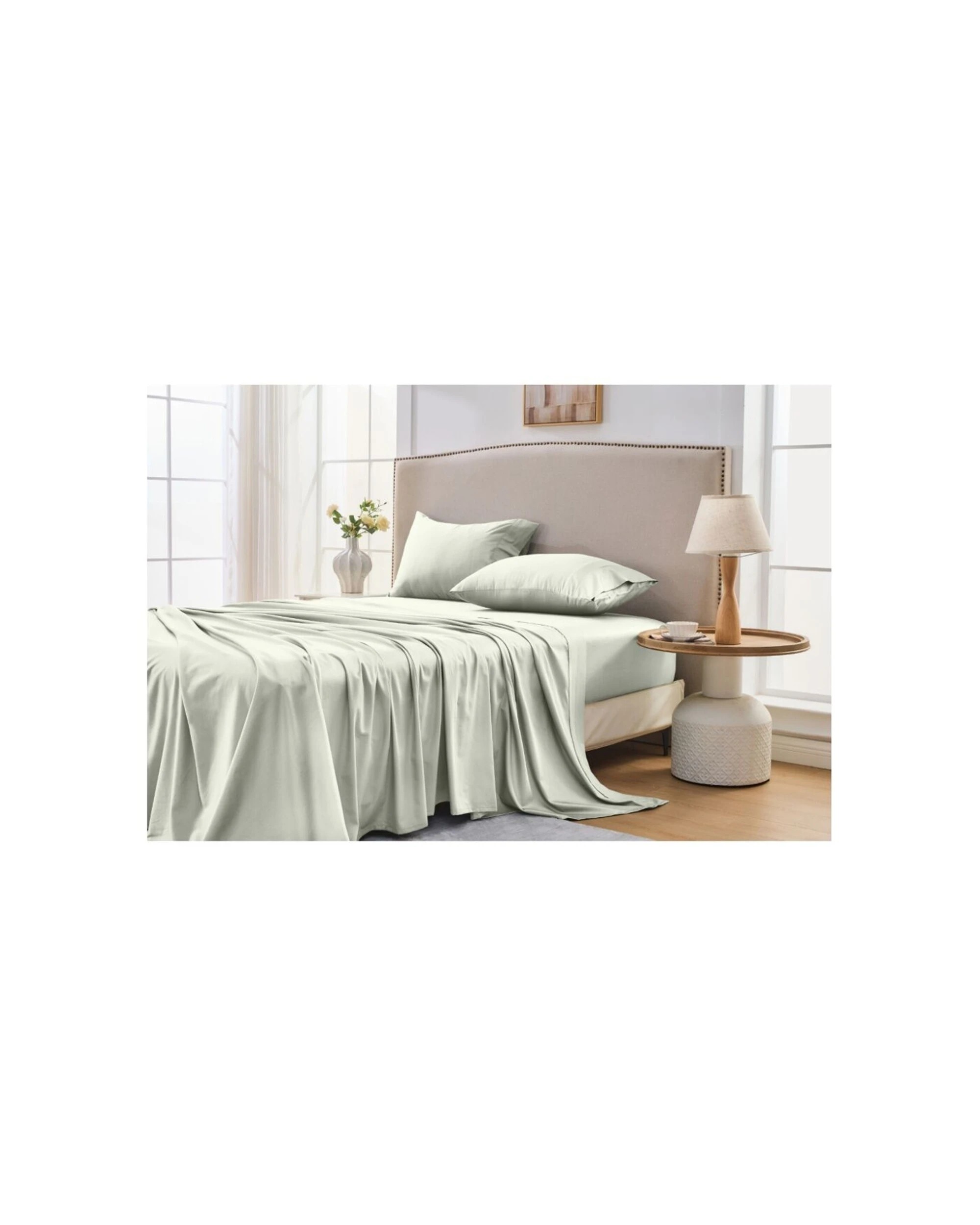 3 Grosvenor House Egyptian Cotton Sheet Set With Pillowcase 500TC - Super King Bed - Beige, 3 of 8