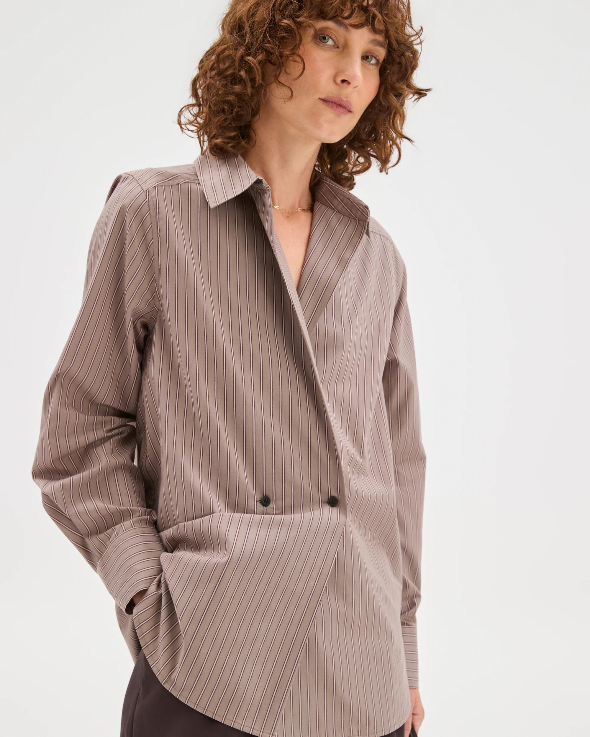 1 Preview Australian Cotton Blend Tailored Shirt PINOT PINSTRIPE, 1 of 6