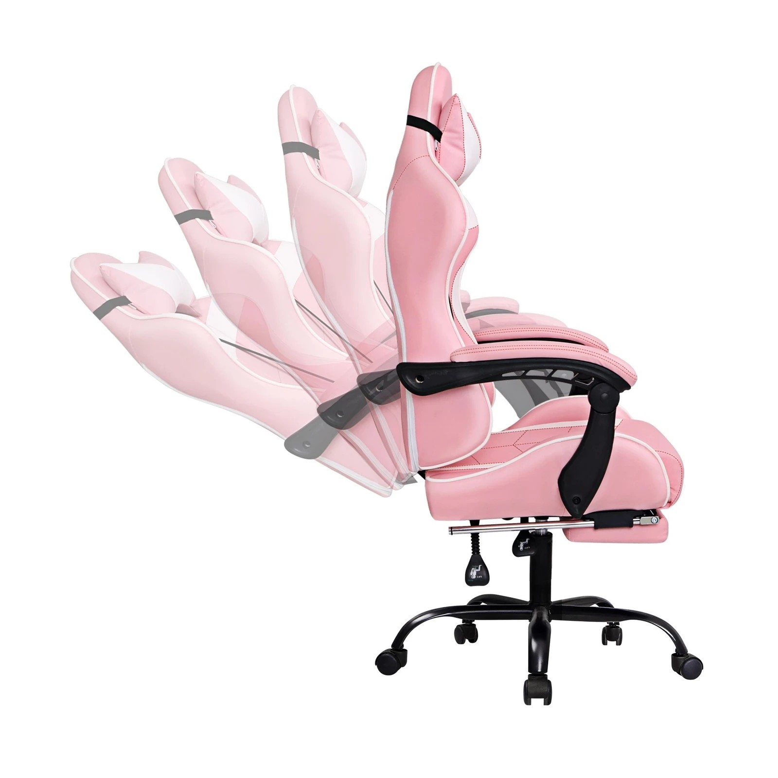 7 Alfordson Gaming Chair Office Executive Racing Footrest Seat PU Leather - Pink, 7 of 10