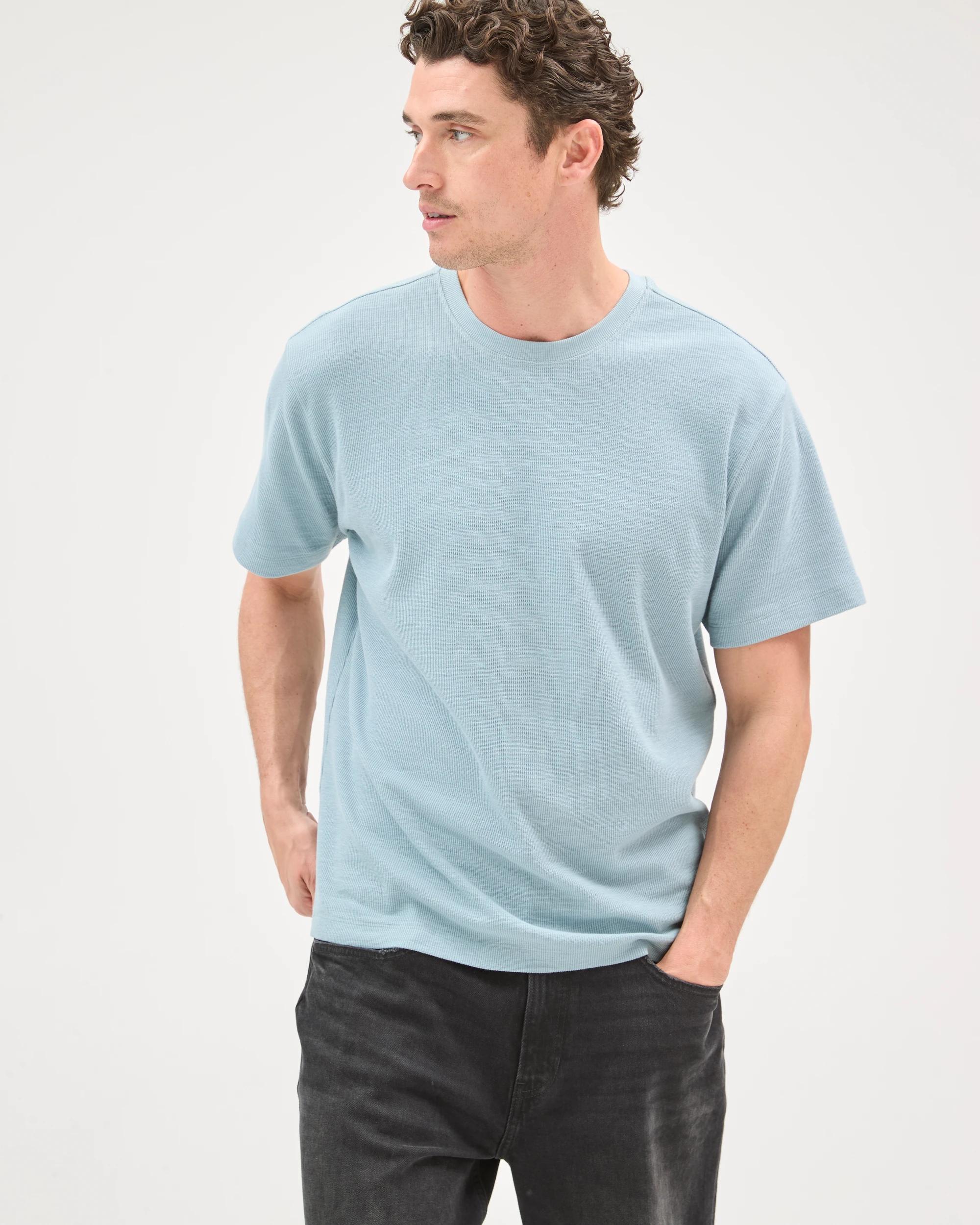 4 Target Man Australian Cotton Fashion Textured T-Shirt ARONA BLUE, 4 of 7