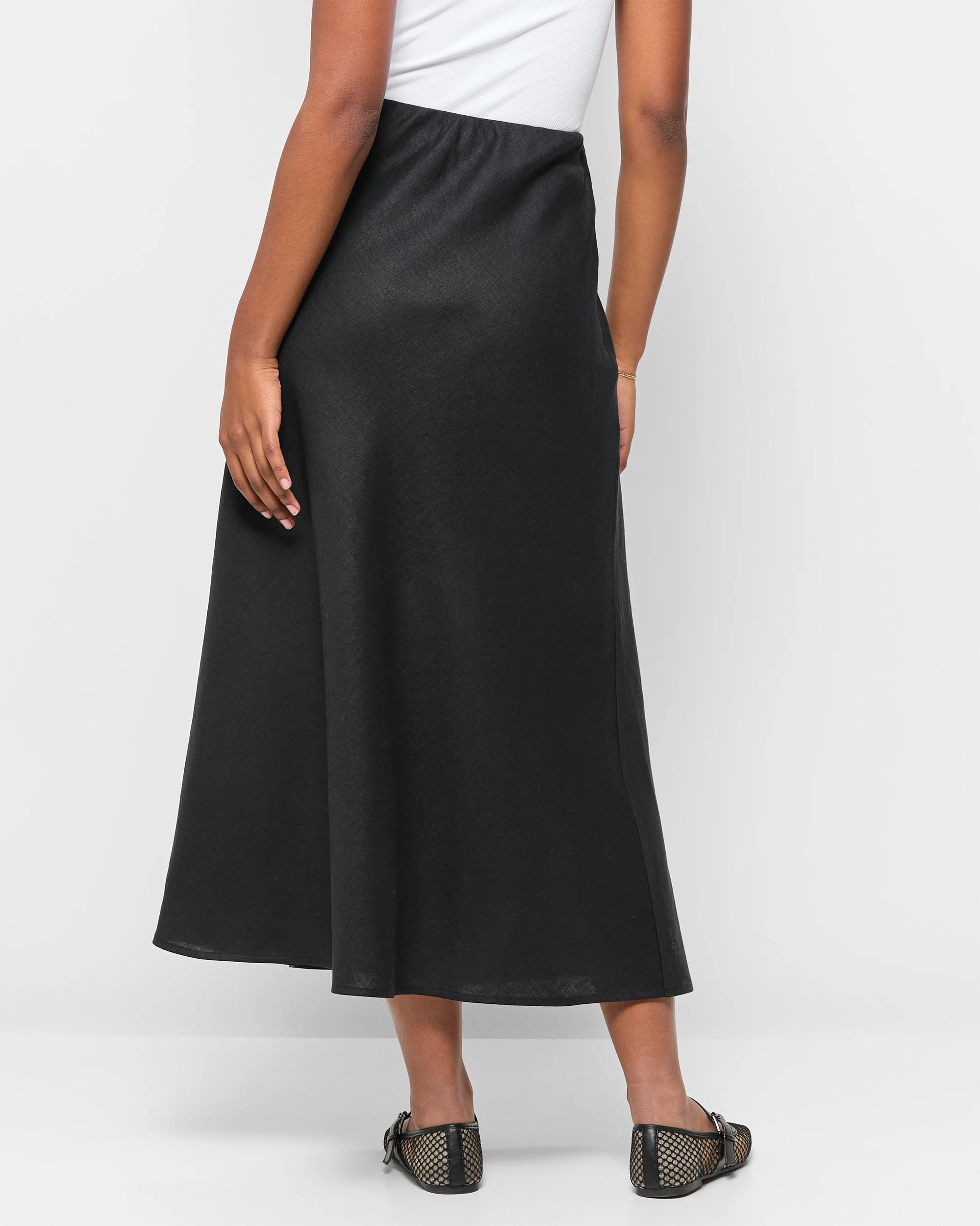 4 Target Petites European Linen Bias Maxi Skirt BLACK, 4 of 5