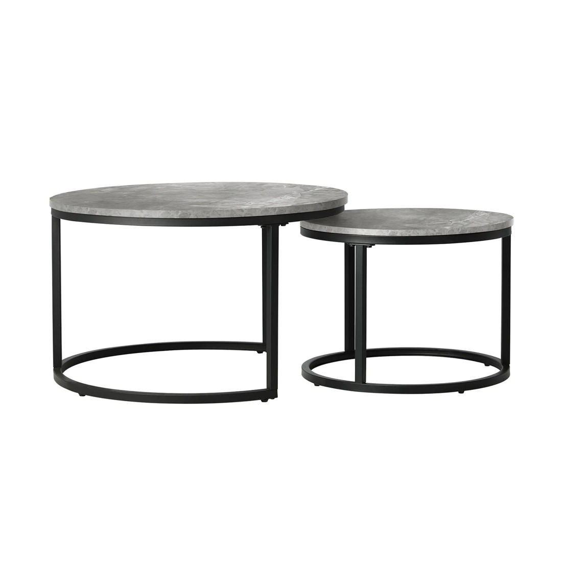 6 Oikiture Set Of 2 Coffee Table Round Marble-like Nesting Side Tables
 - Grey, 6 of 10