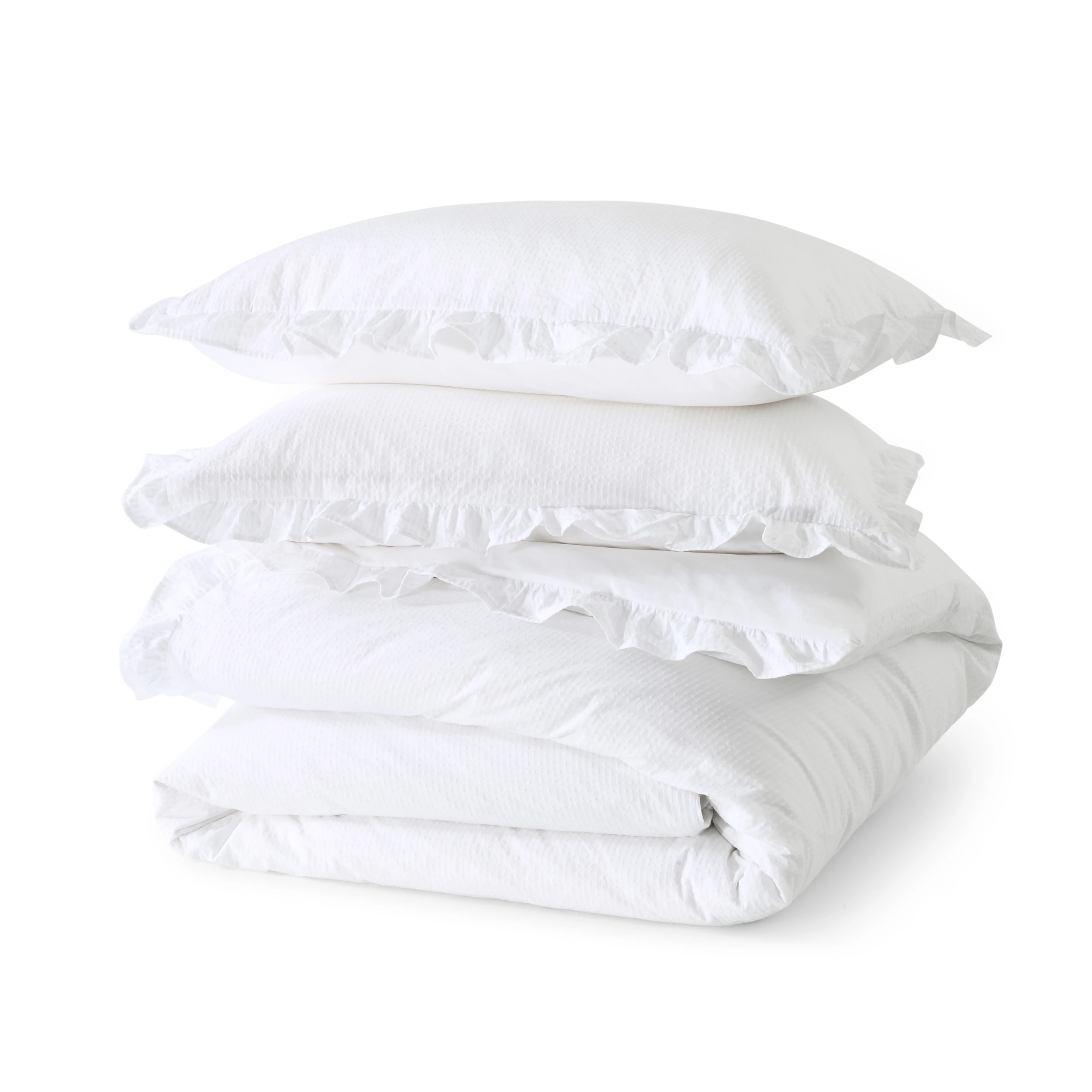 5 Ruffle Cotton Quilt Cover Set - Queen Bed, White, 5 of 6