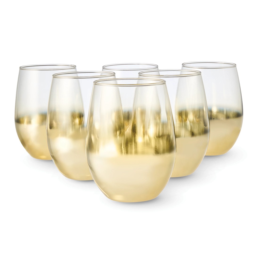 1 6 Gold Look Stemless Glasses, 1 of 6