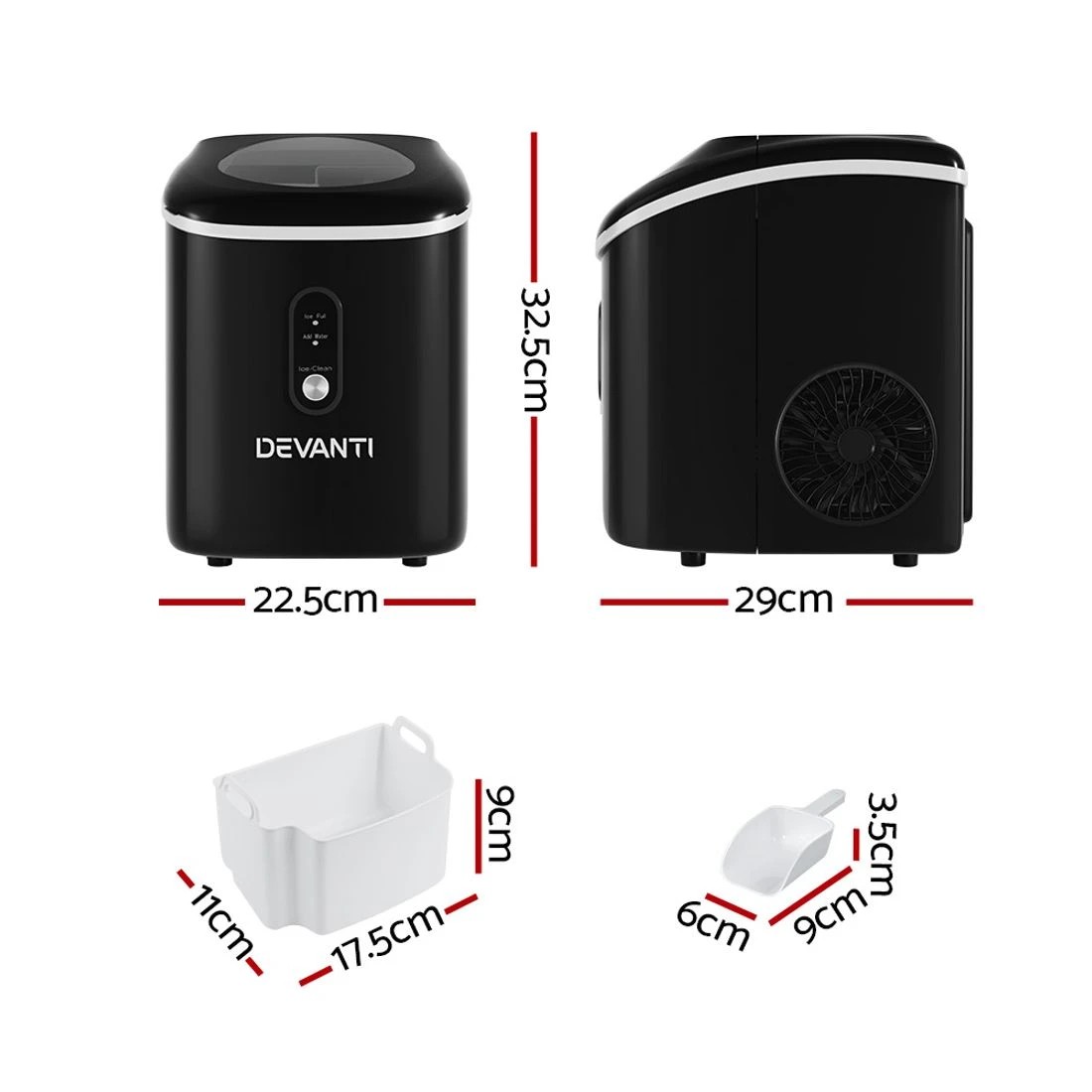 2 Devanti 15kg Nugget Ice Maker Machine - Black, 2 of 7