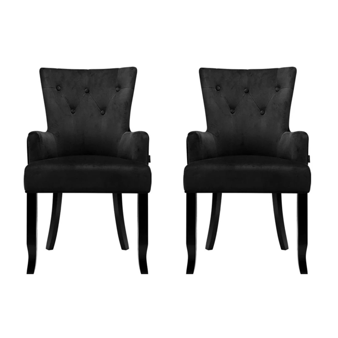 3 2x Artiss Dining Chairs Velvet French Provincial Armchair - Black, 3 of 6