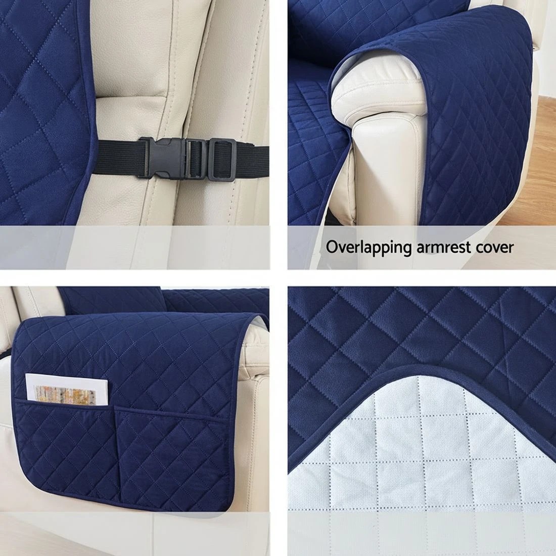 6 Artiss Recliner Chair Cover 100% Water Resistant Navy - Blue, 6 of 6