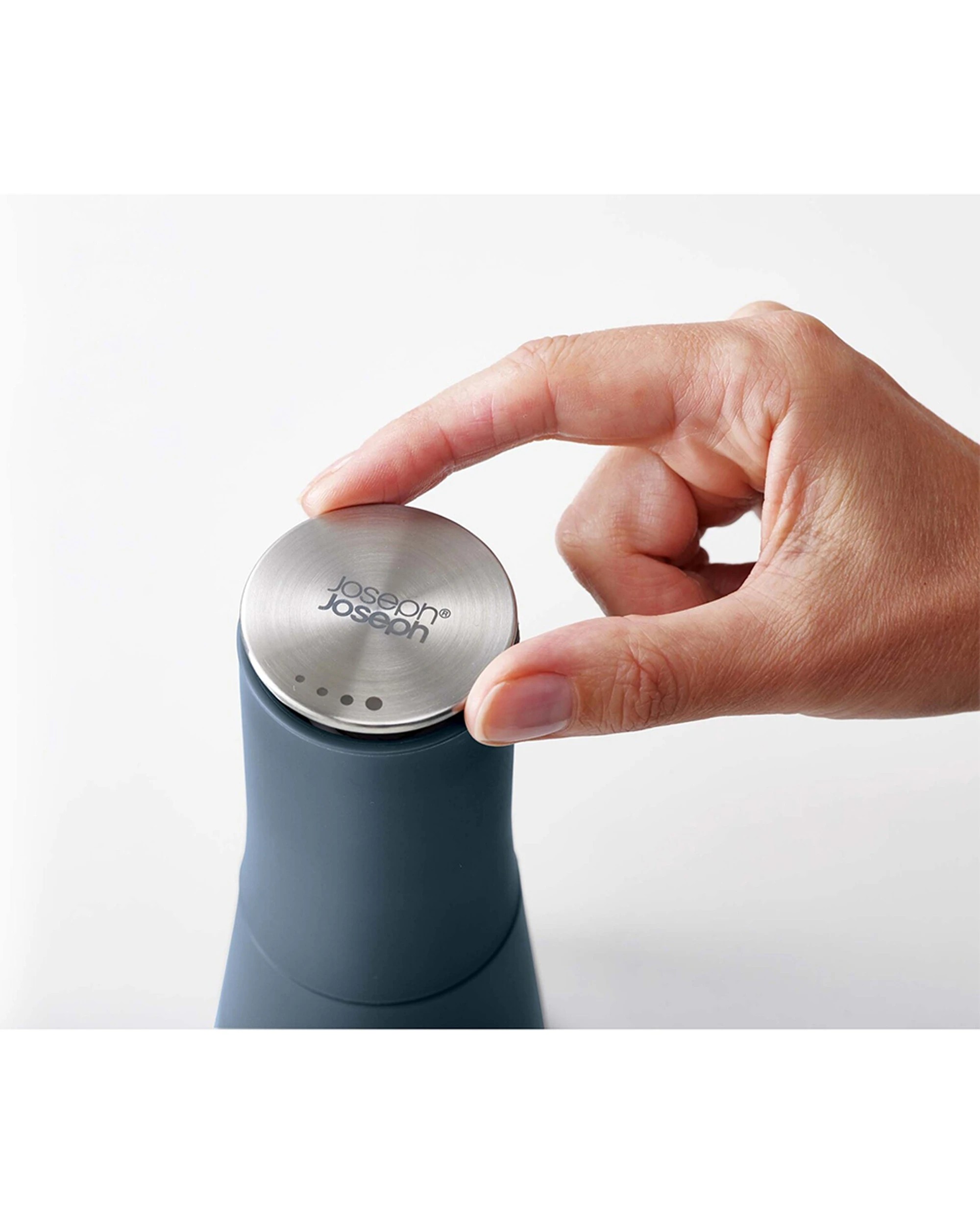 3 Joseph Joseph Milltop Salt and Pepper Set Mess-Free Inverted Design Ceramic Grinder Adjustable Sky - Blue, 3 of 4