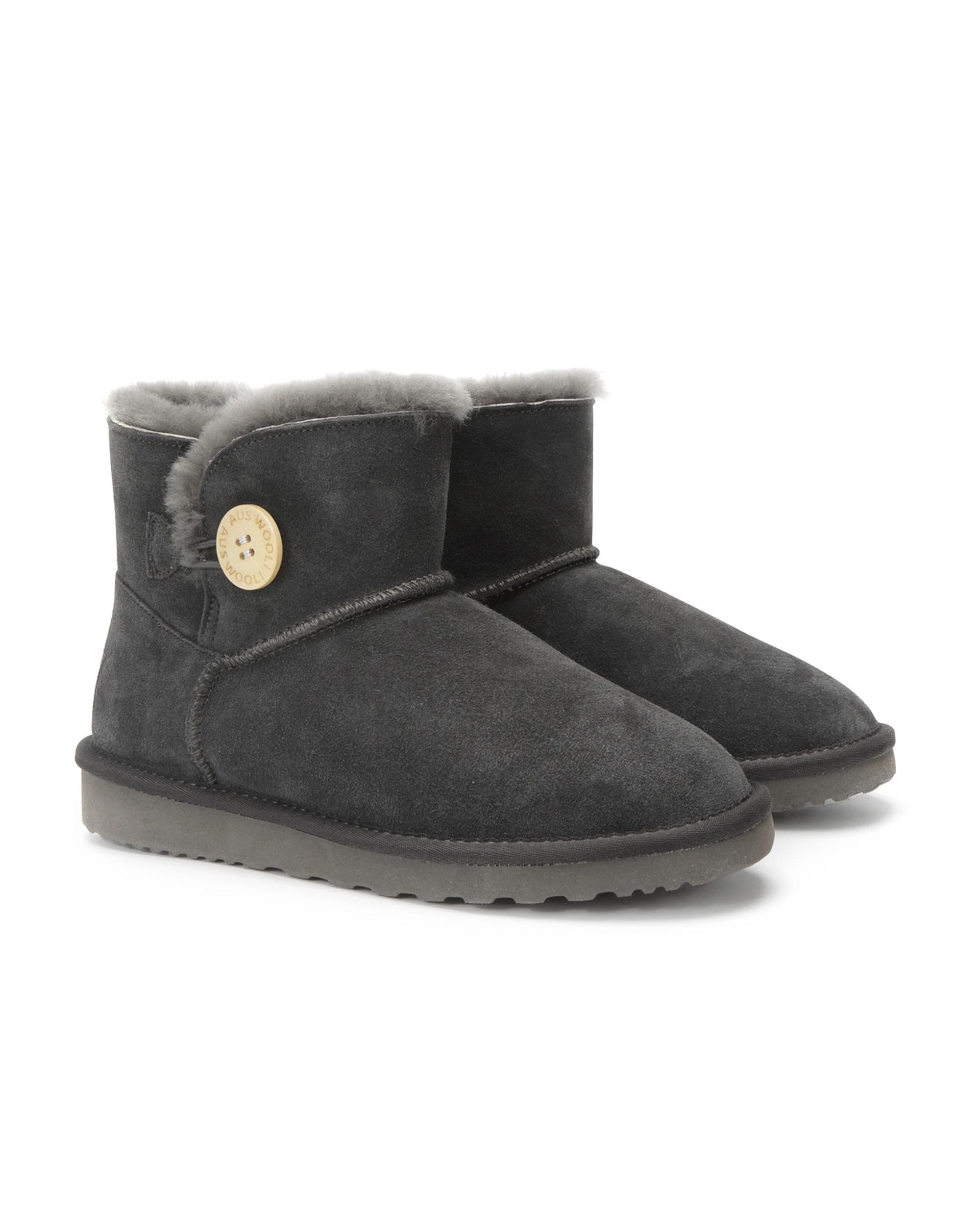2 AUS WOOLI Short Sheepskin Button UGG Boots GREY, 2 of 6