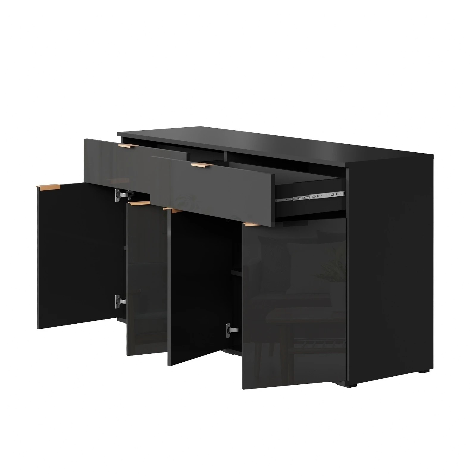 8 Oikiture Sideboard Buffet High Gloss
 - Black, 8 of 10