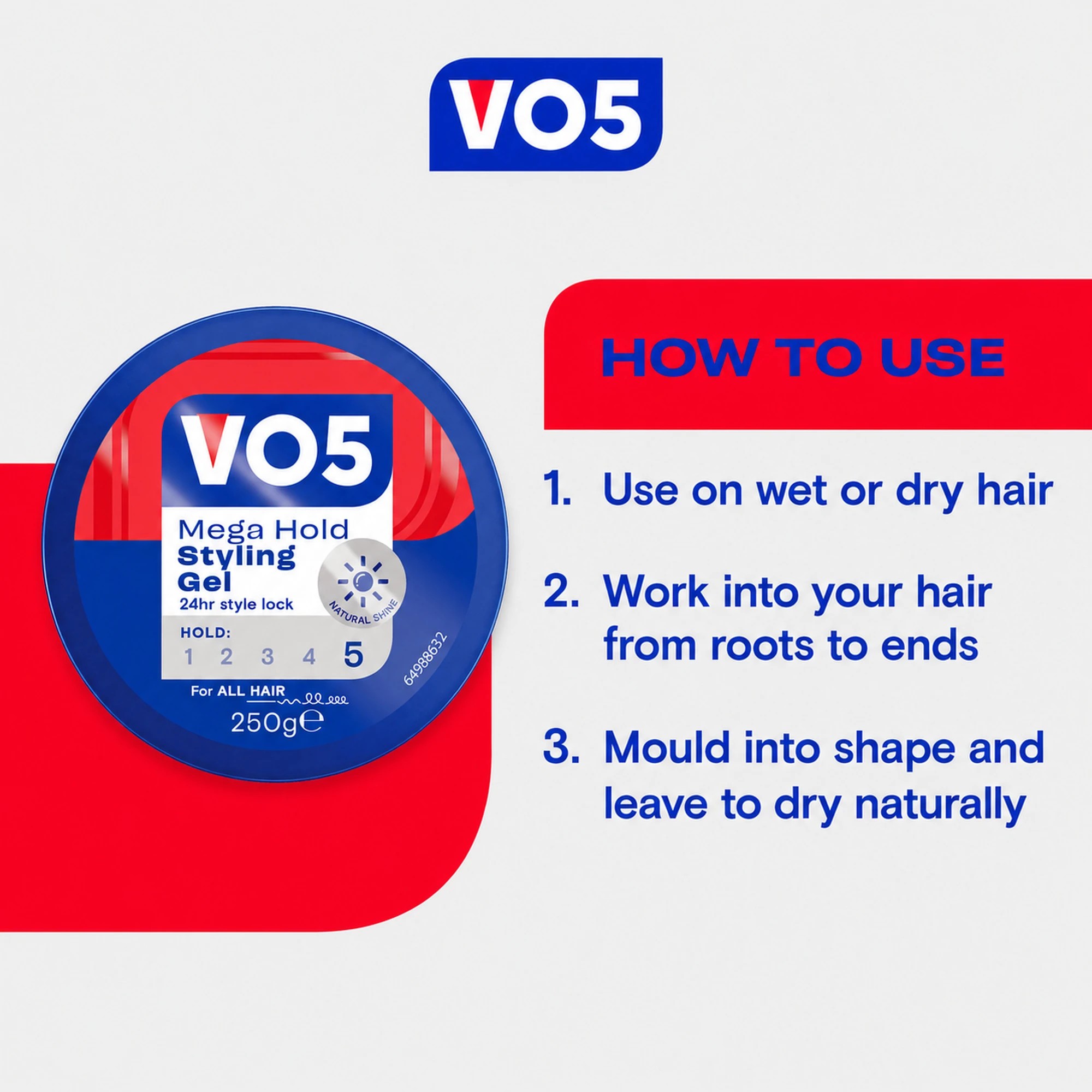 6 Vo5 Megahold Styling Hair Gel Tub 250g, 6 of 8