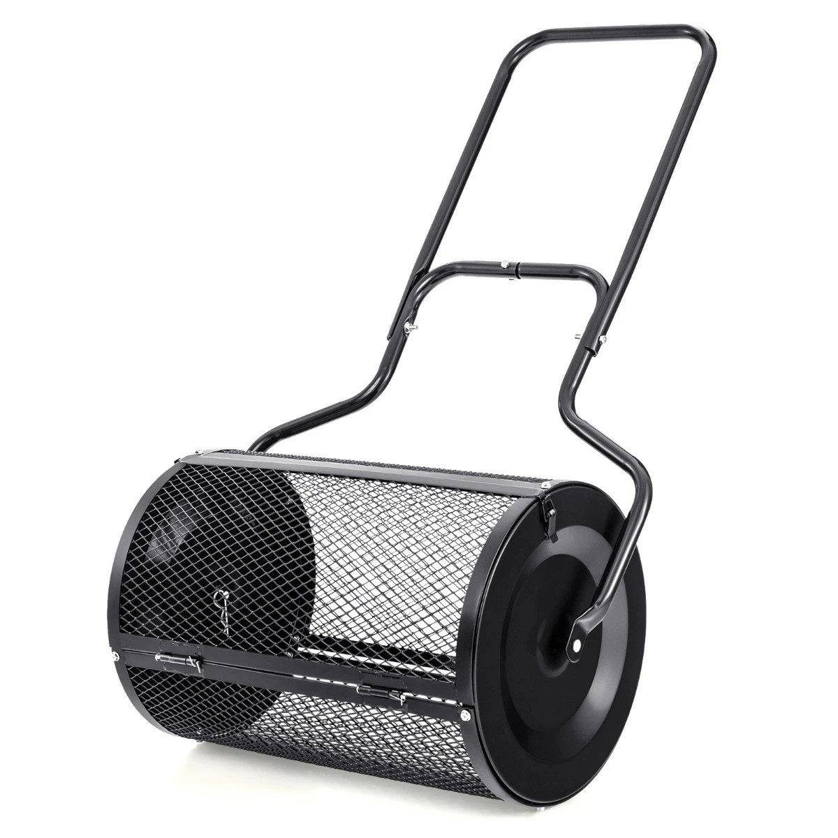 1 Costway 60cm Compost Spreader Roller Metal Mesh Basket Spreader w/U-Shaped Handle, 1 of 1