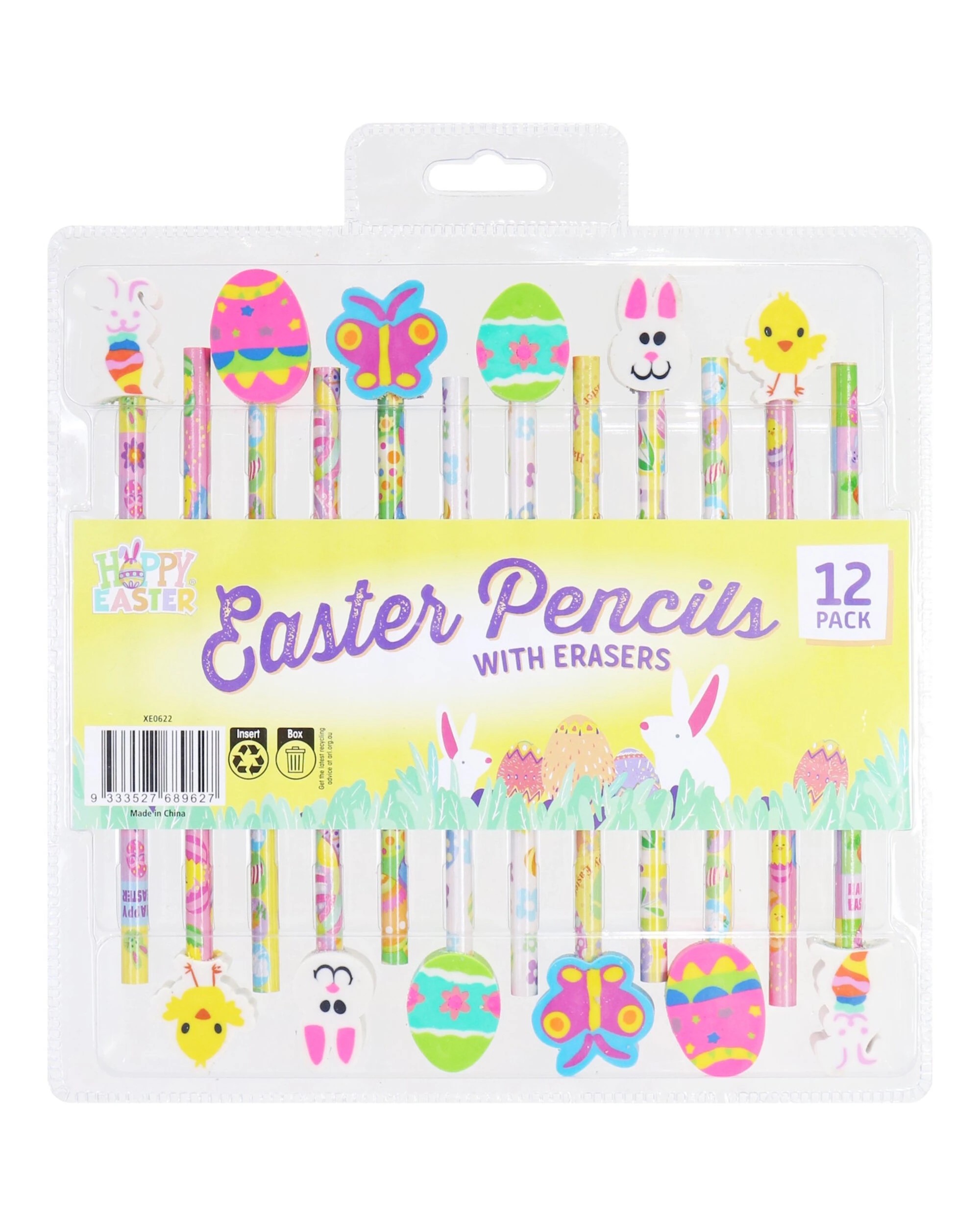 1 Uncle Bills Easter Character Pencils & Erasers Pack of 12, 1 of 1