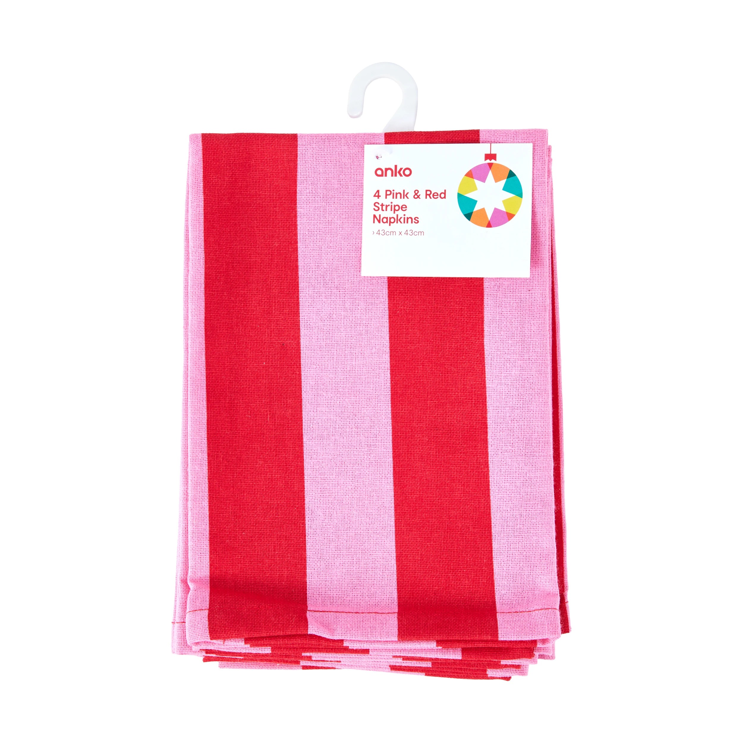 4 4 Pack Pink & Red Stripe Napkins, 4 of 4
