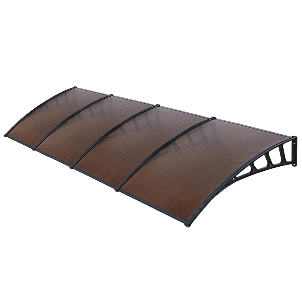 1 Instahut Window Door Awning Canopy 1.5mx4m  Sheet  Plastic Frame - Brown, 1 of 6