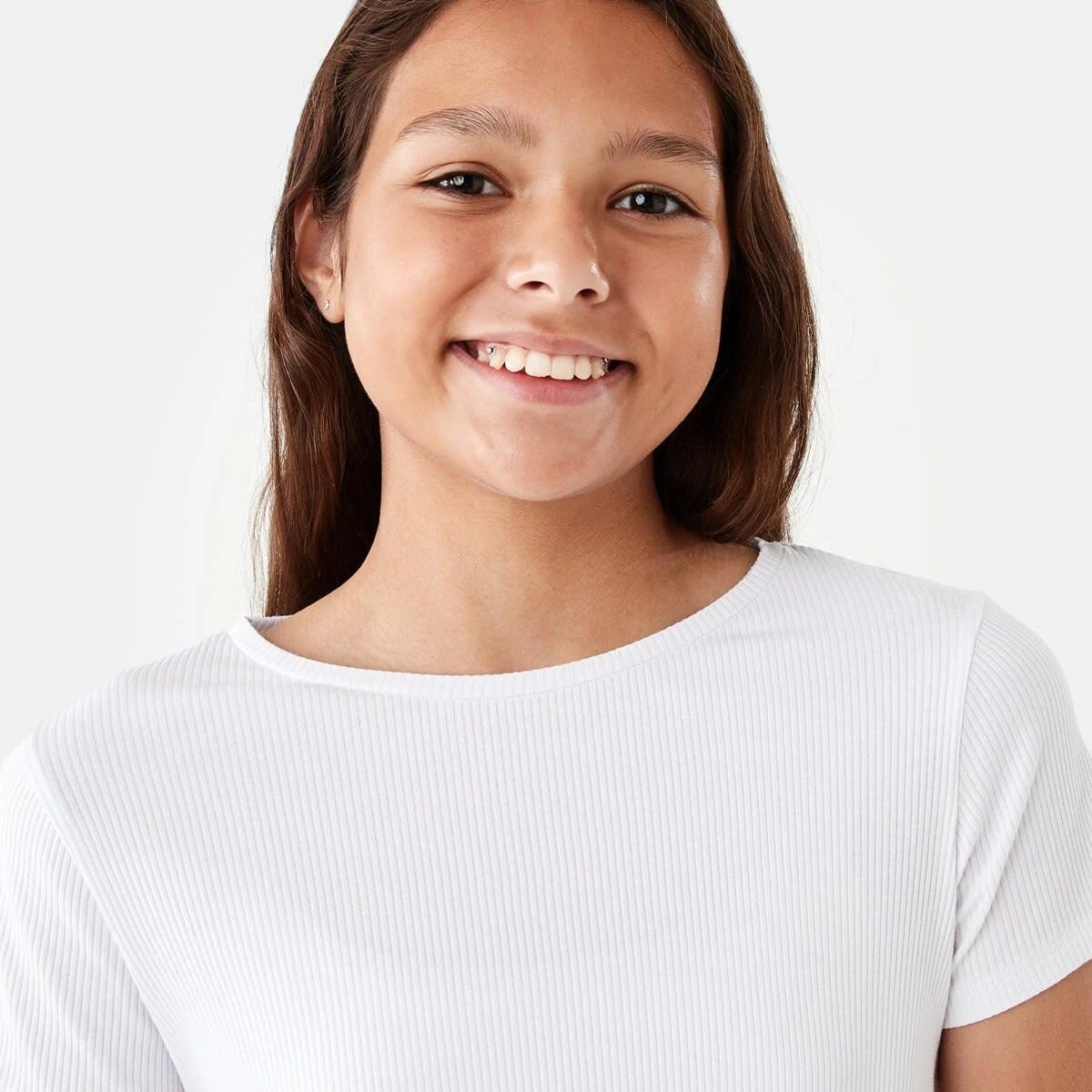 3 Short Sleeve Rib Top White, 3 of 8